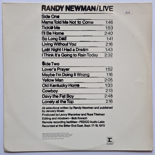 Randy Newman – Randy Newman LIVE - 1971