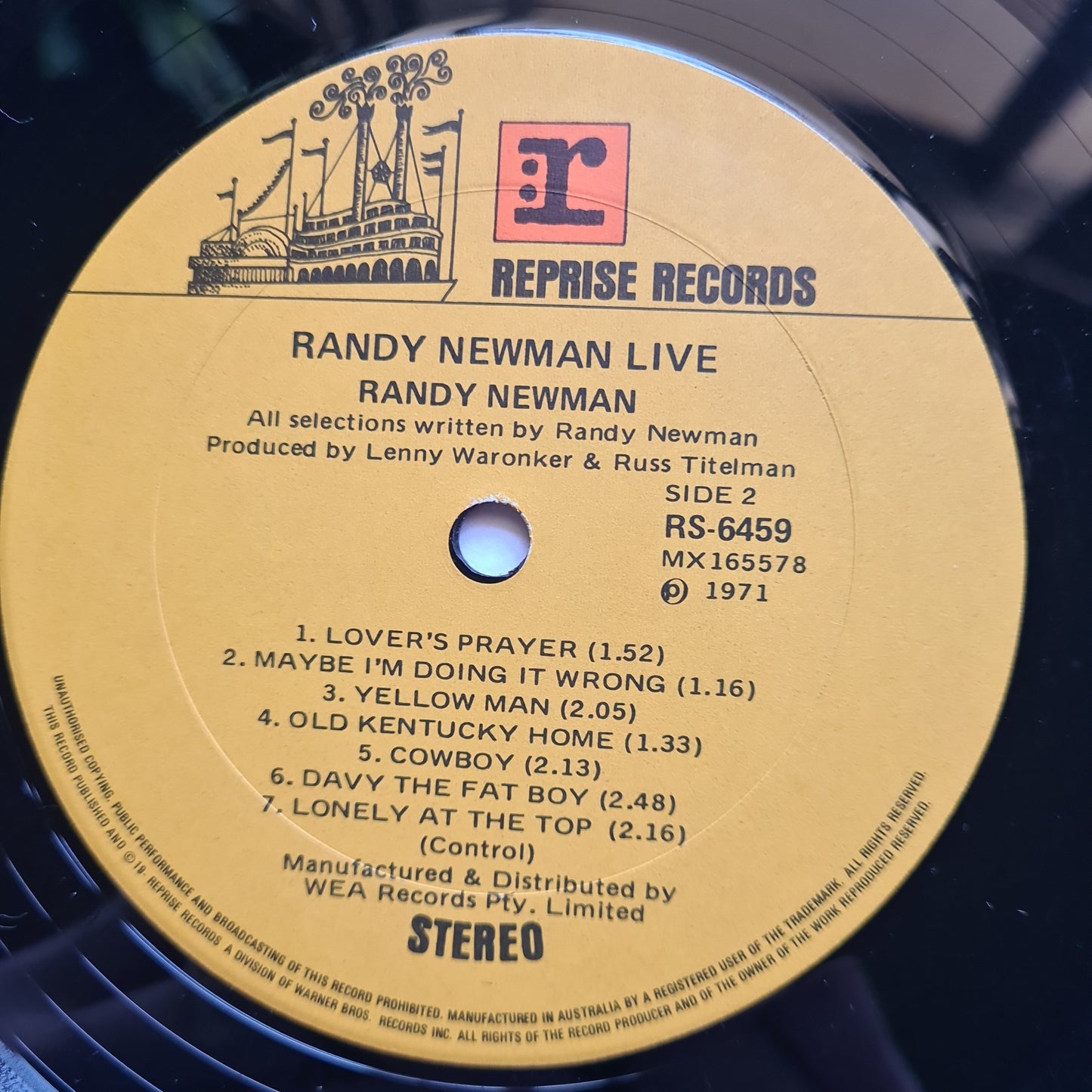 Randy Newman – Randy Newman LIVE - 1971 - Vinyl Record Live