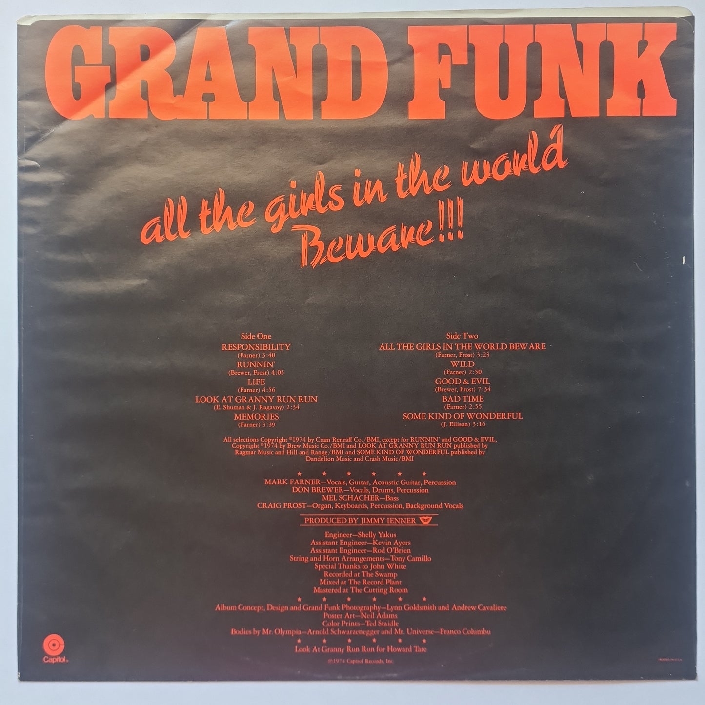 Grand Funk Railroad – All The Girls In The World Beware!!! - 1974 (with Poster) - Vinyl Record