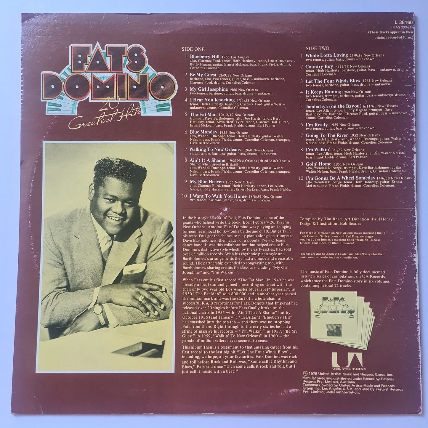 Fats Domino – 20 Greatest Hits - 1976 - Vinyl Record