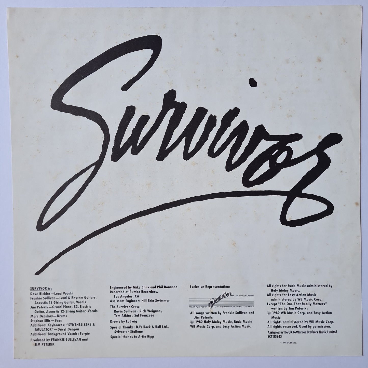 Survivor – Eye of The Tiger - 1982 - Vinyl Record