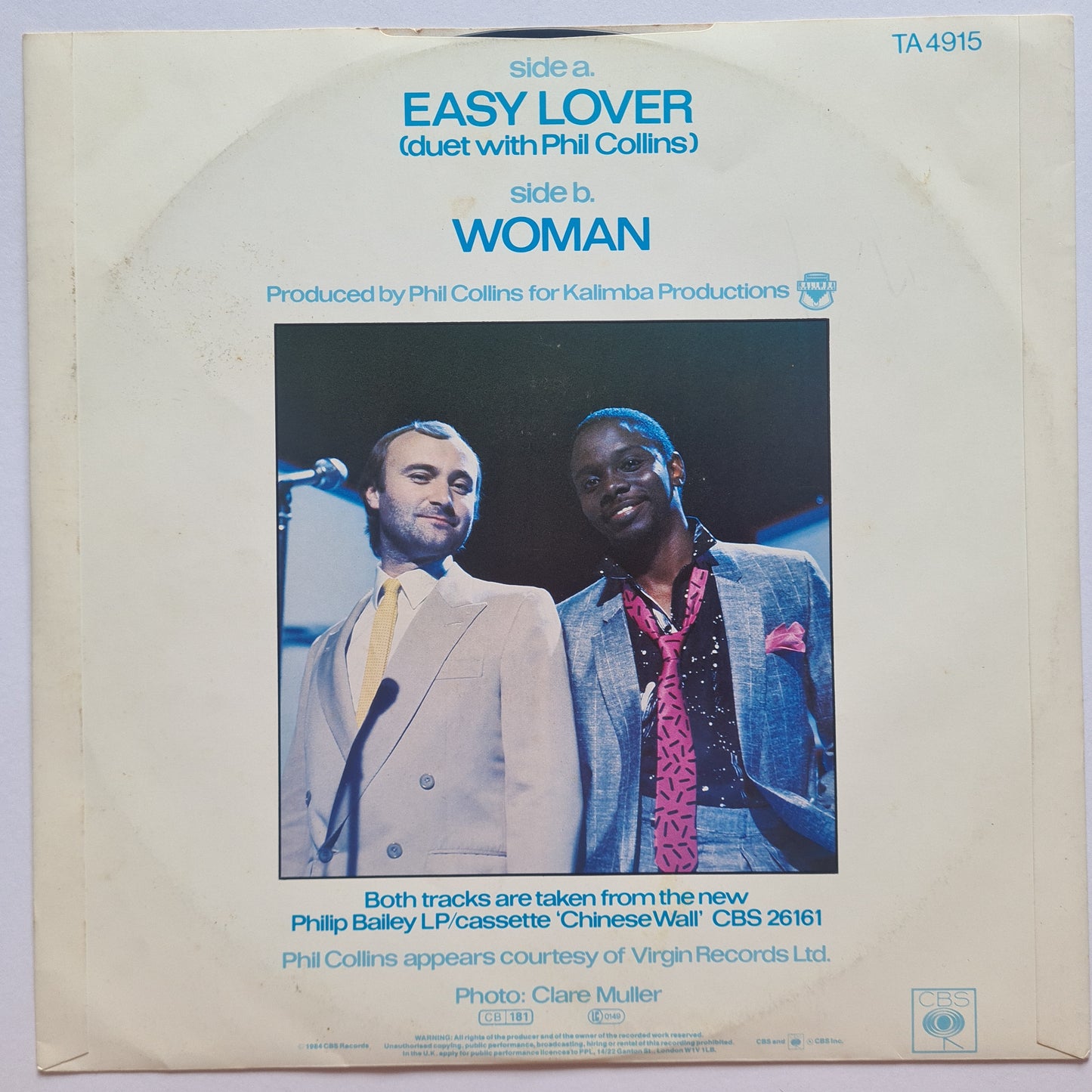 Philip Bailey & Phil Collins – Easy Lover (Extended Re-mixed Version)- 1984 (12inch Single) - Vinyl Record