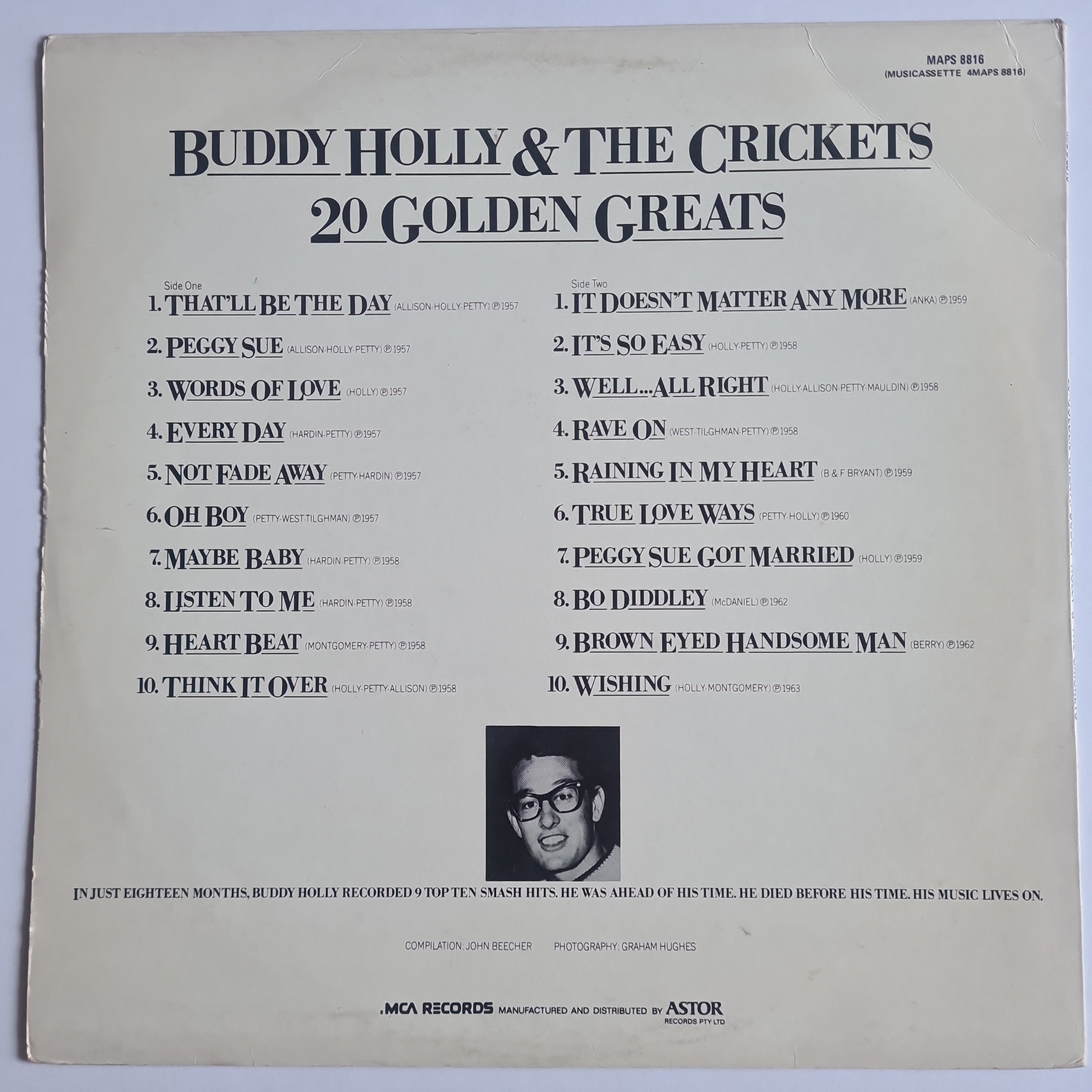 Buddy Holly & The Crickets – 20 Golden Greats - 1978 - Vinyl Record ...