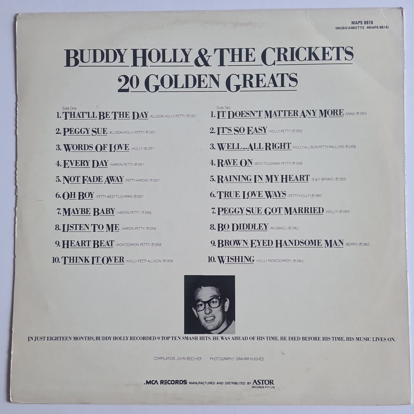 Buddy Holly & The Crickets – 20 Golden Greats - 1978 - Vinyl Record