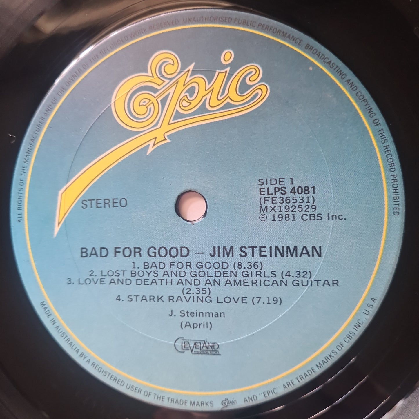 Jim Steinman (Meatloaf) – Bad For Good - 1981 (with bonus single) - Vinyl Record