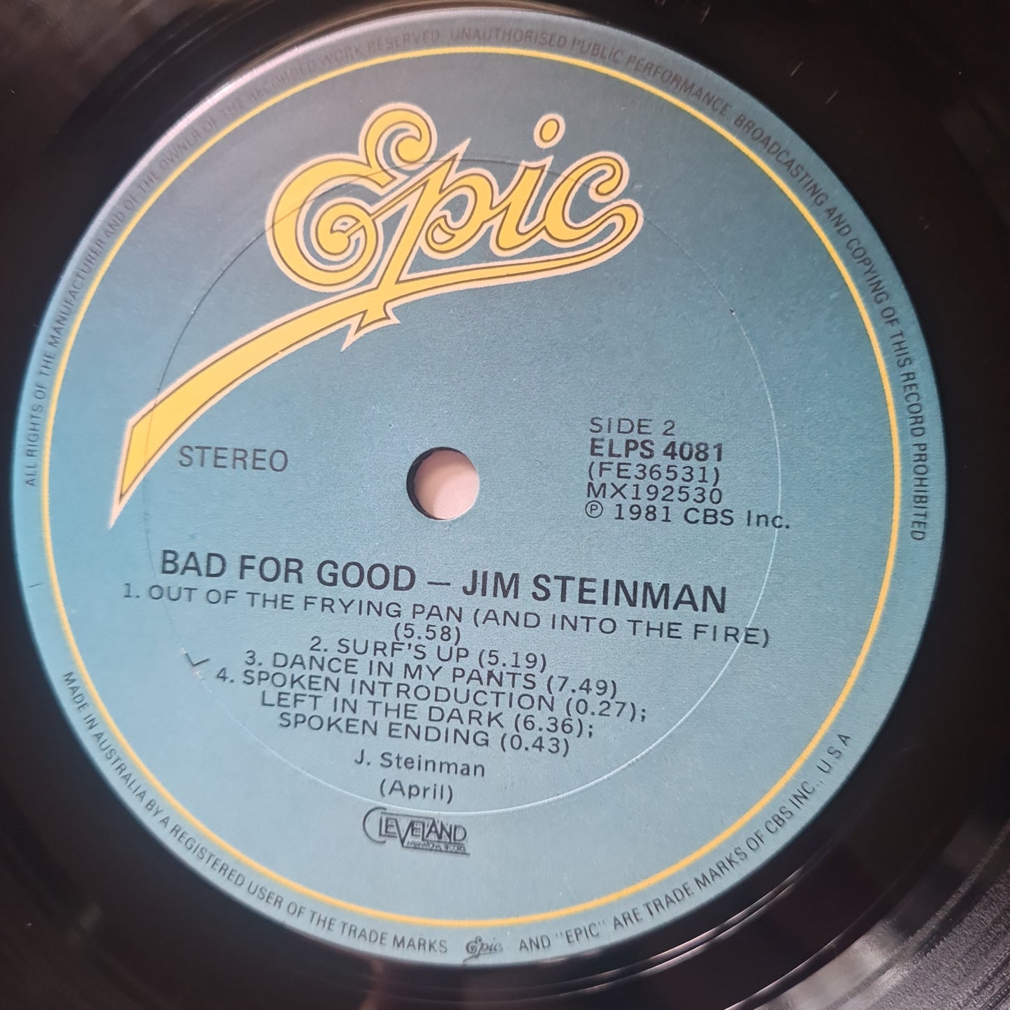 Jim Steinman (Meatloaf) – Bad For Good - 1981 (with bonus single) - Vinyl Record