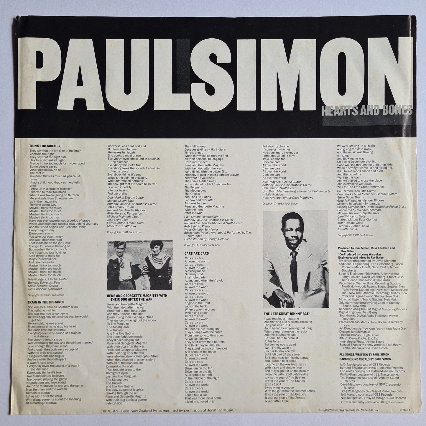 Paul Simon – Hearts & Bones - 1983 - Vinyl Record