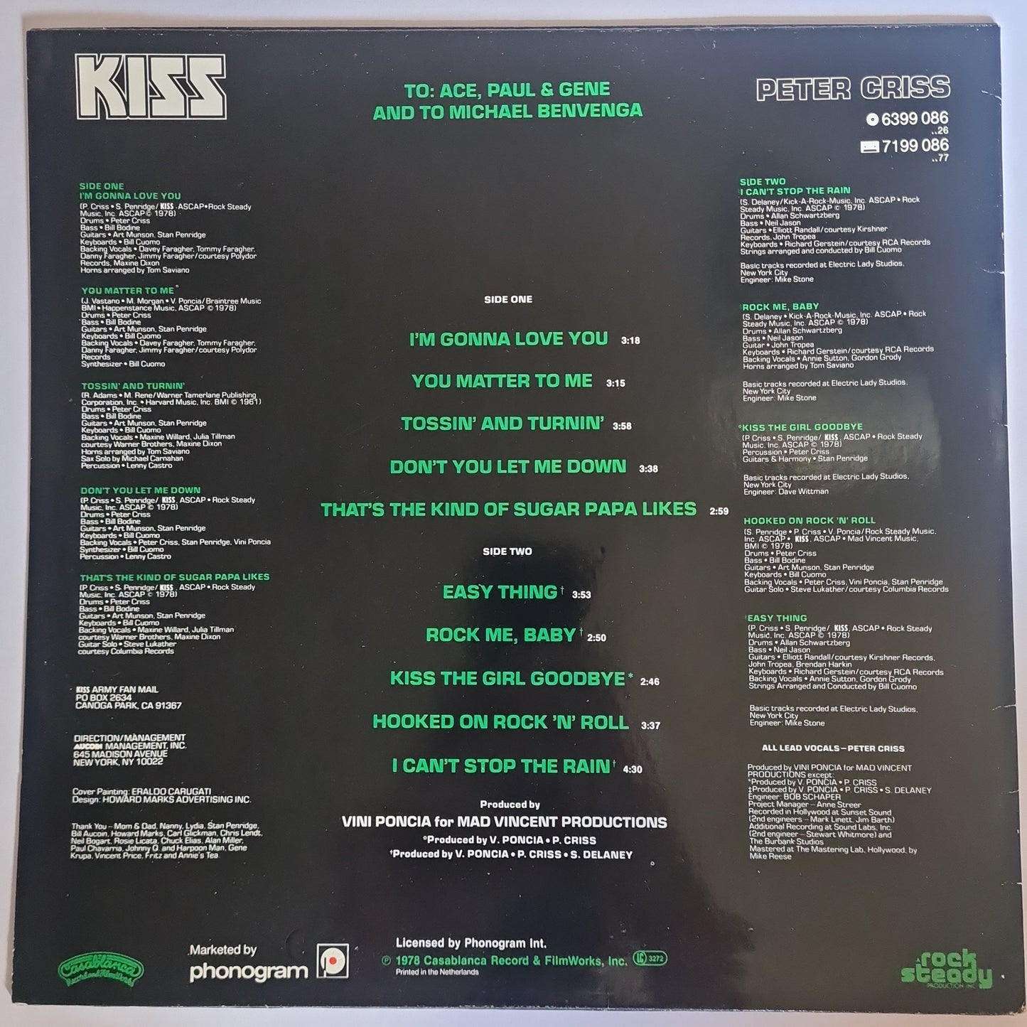 KISS – Peter Criss - 1978 (1987 Netherlands Pressing) - Vinyl Record