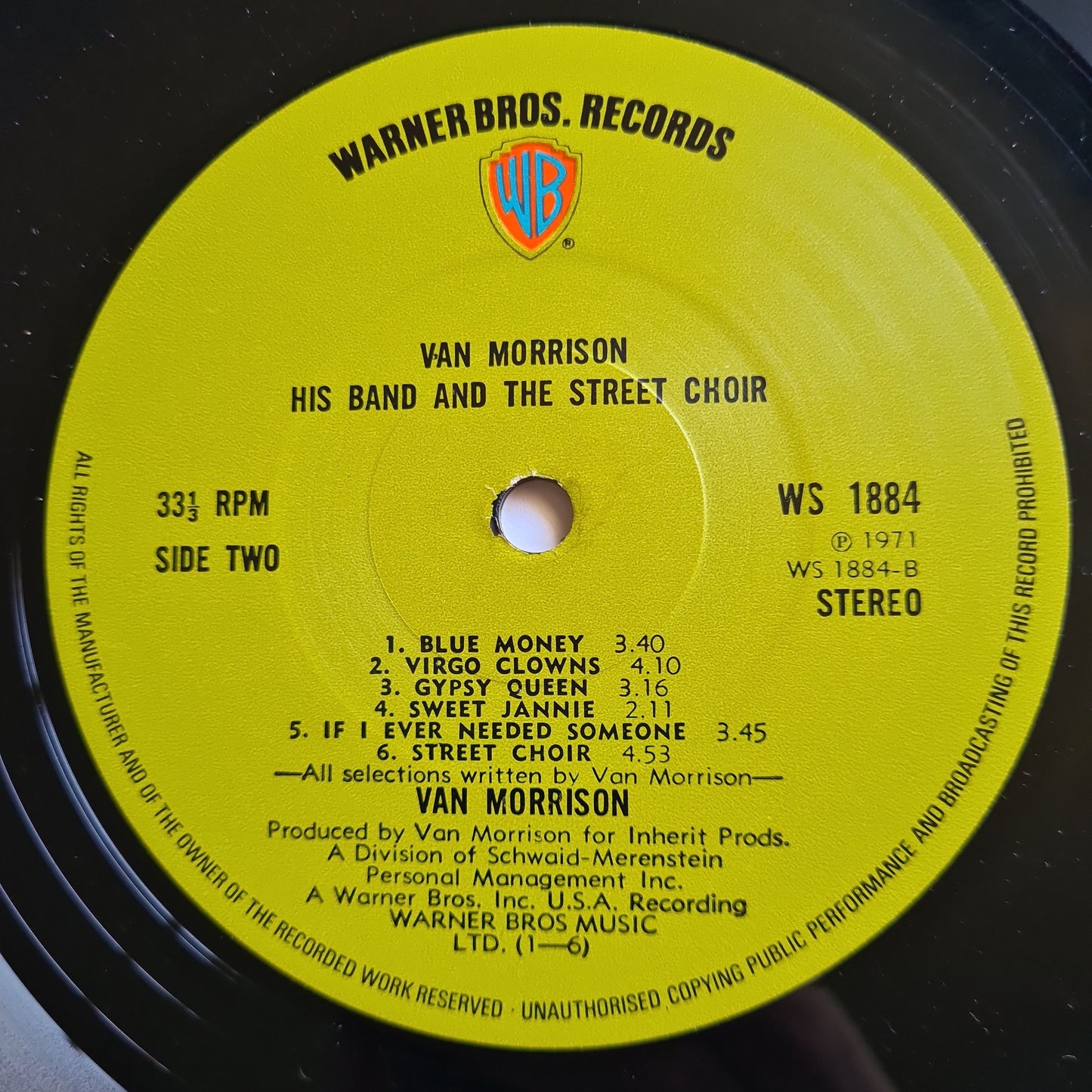 Van Morrison –  His Band And The Street Choir - 1970 (U.S Gatefold Pressing) - Vinyl Record