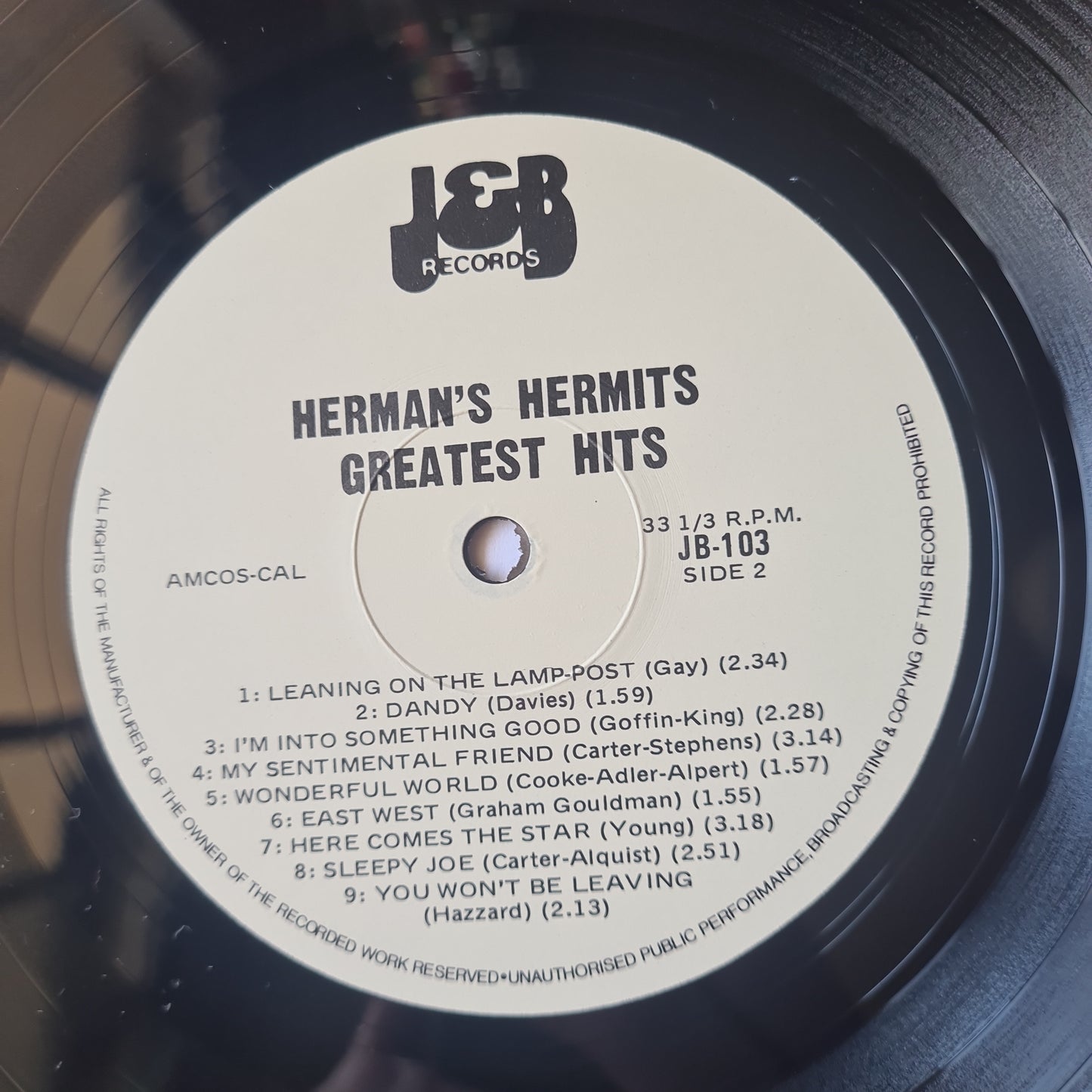 Herman's Hermits – Greatest Hits - 1980 - Vinyl Record