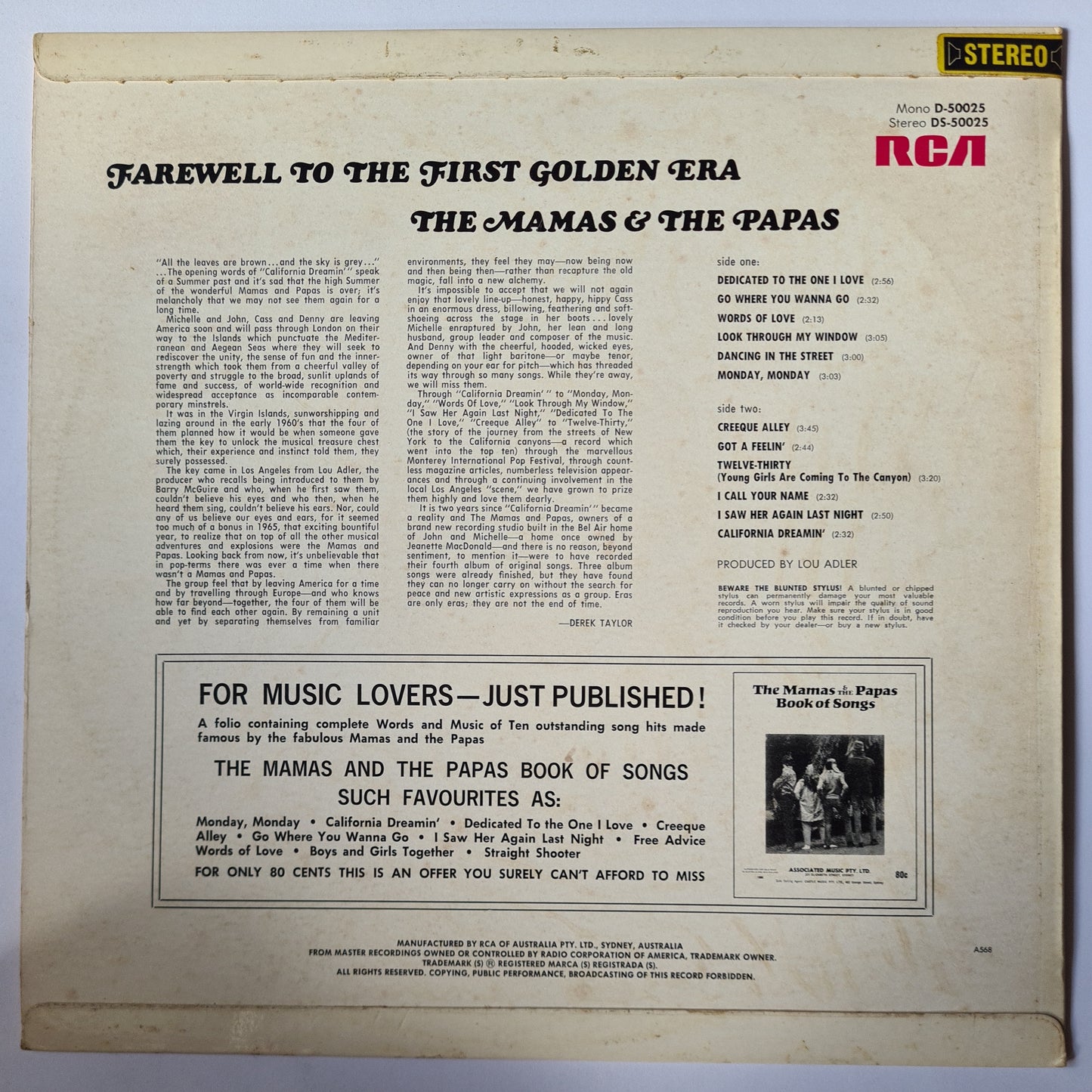 The Mamas & The Papas – Farewell To The First Golden Era- 1968