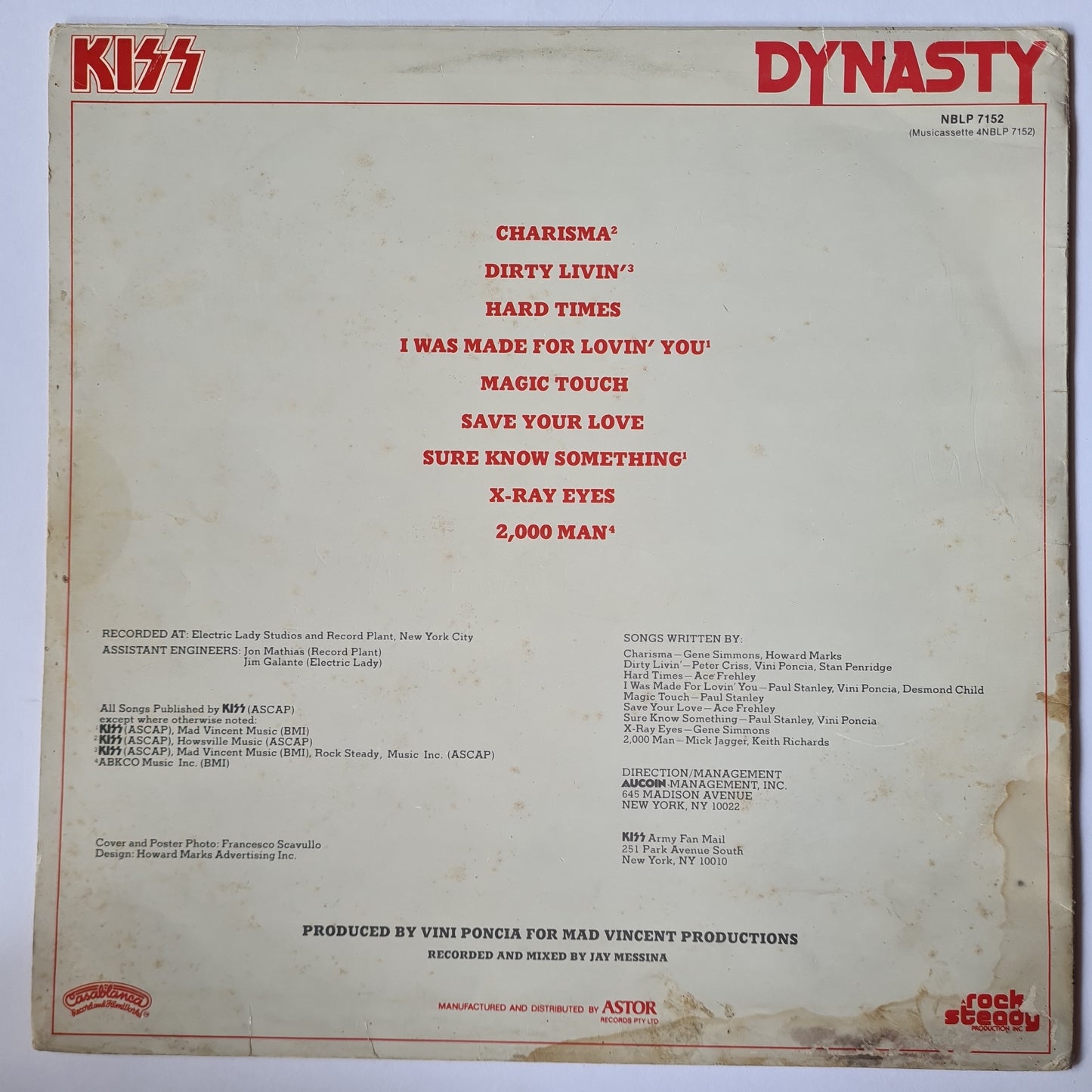 KISS – Dynasty - 1979 - (Australian Pressing) Vinyl Record