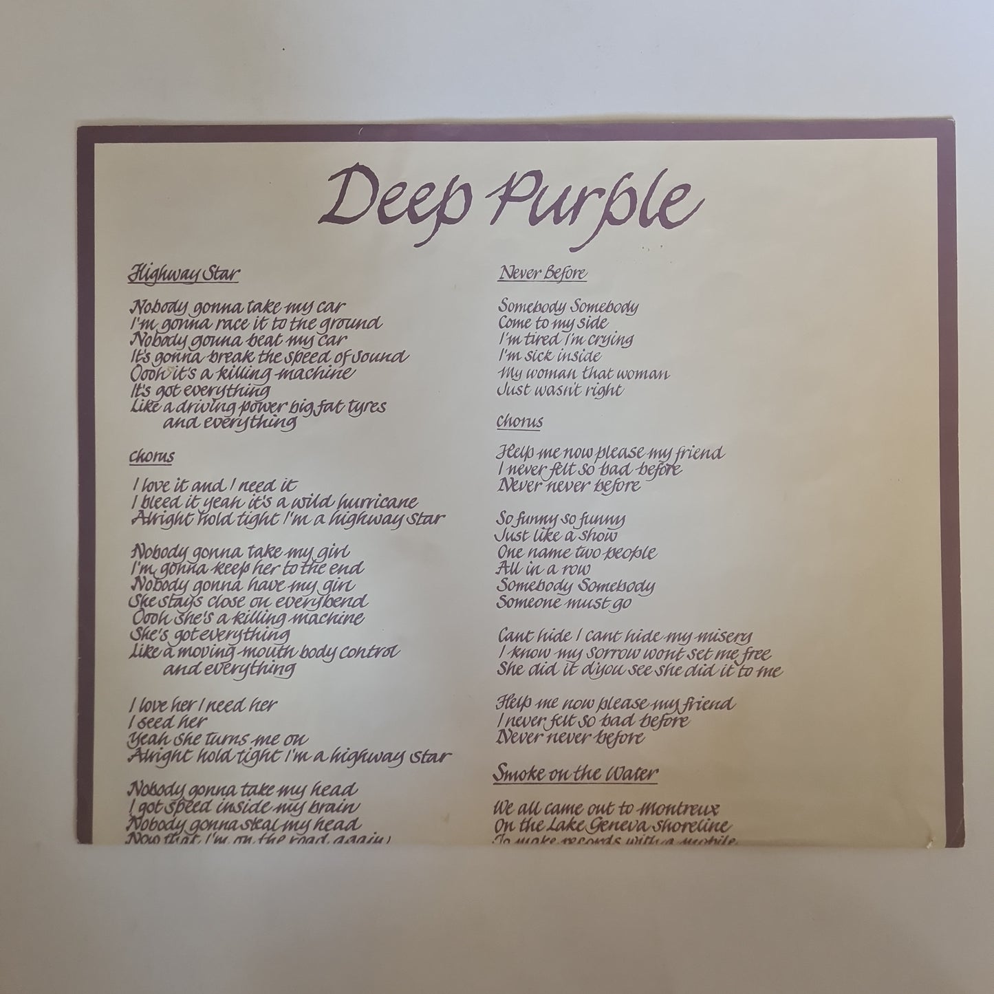 Deep Purple – Machine Head - 1972 (Gatefold with fold out lyric sheet) - Vinyl Record