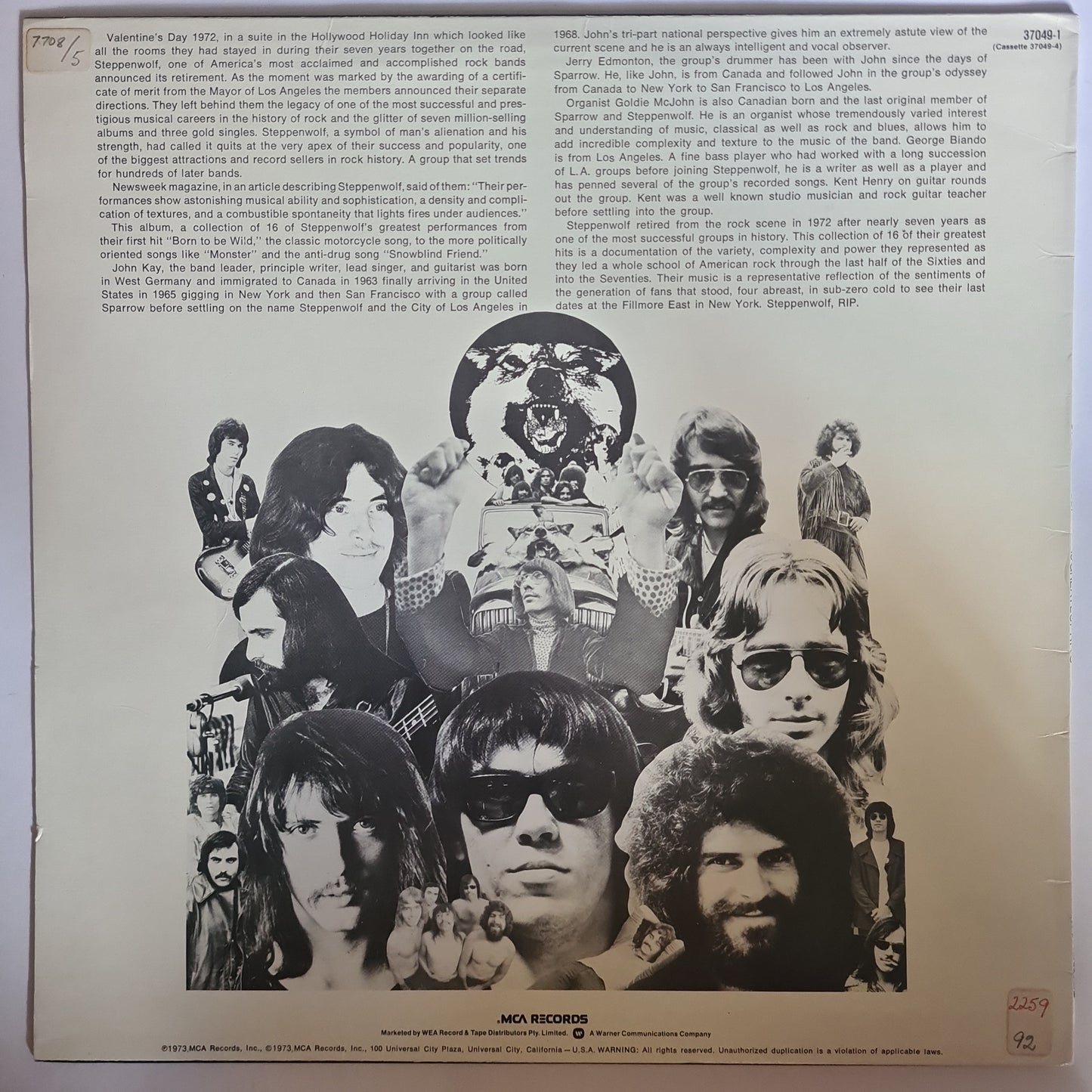 Steppenwolf – 16 Greatest Hits - 1981 - Vinyl Record