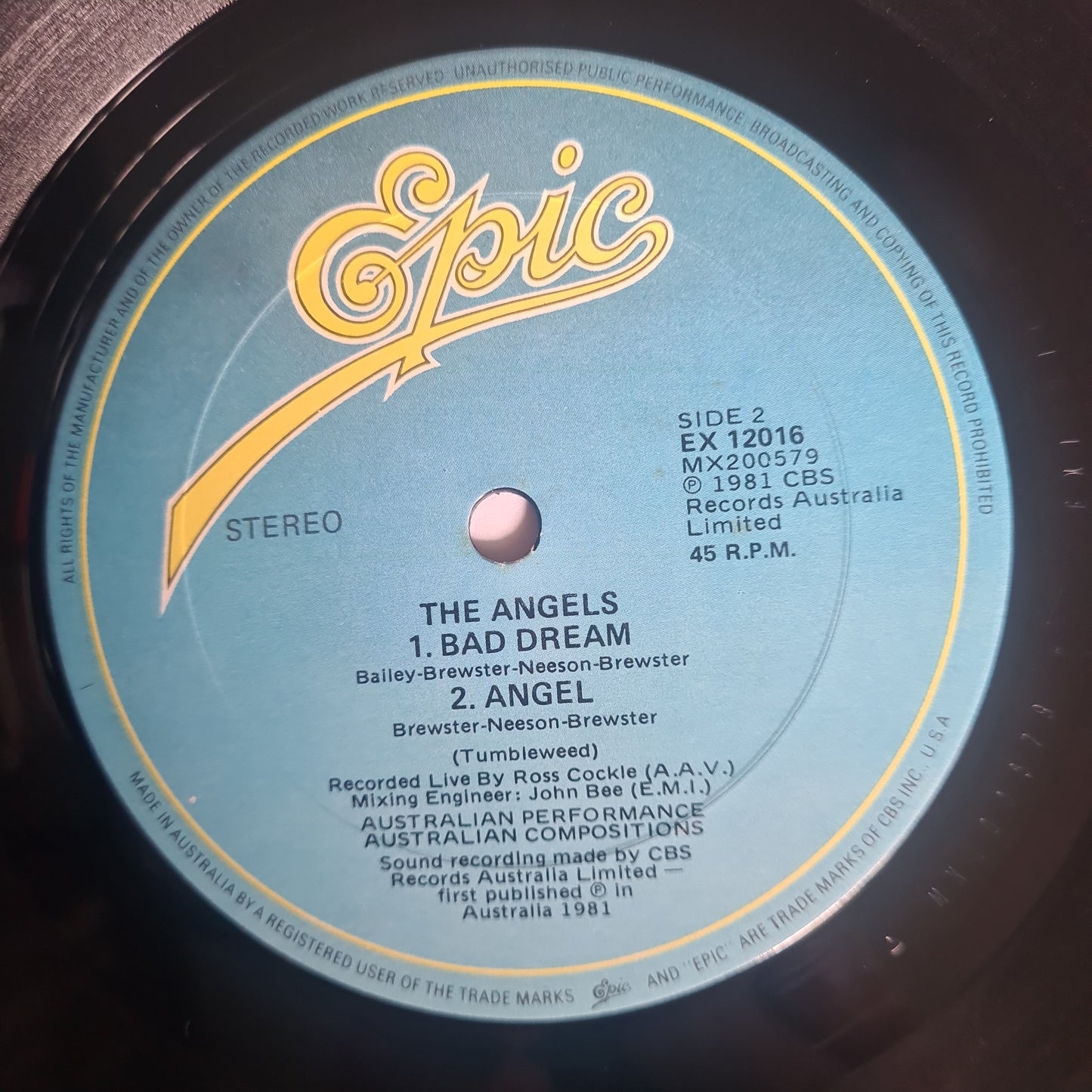 The Angels – Never So Live - 1981 - Vinyl Record