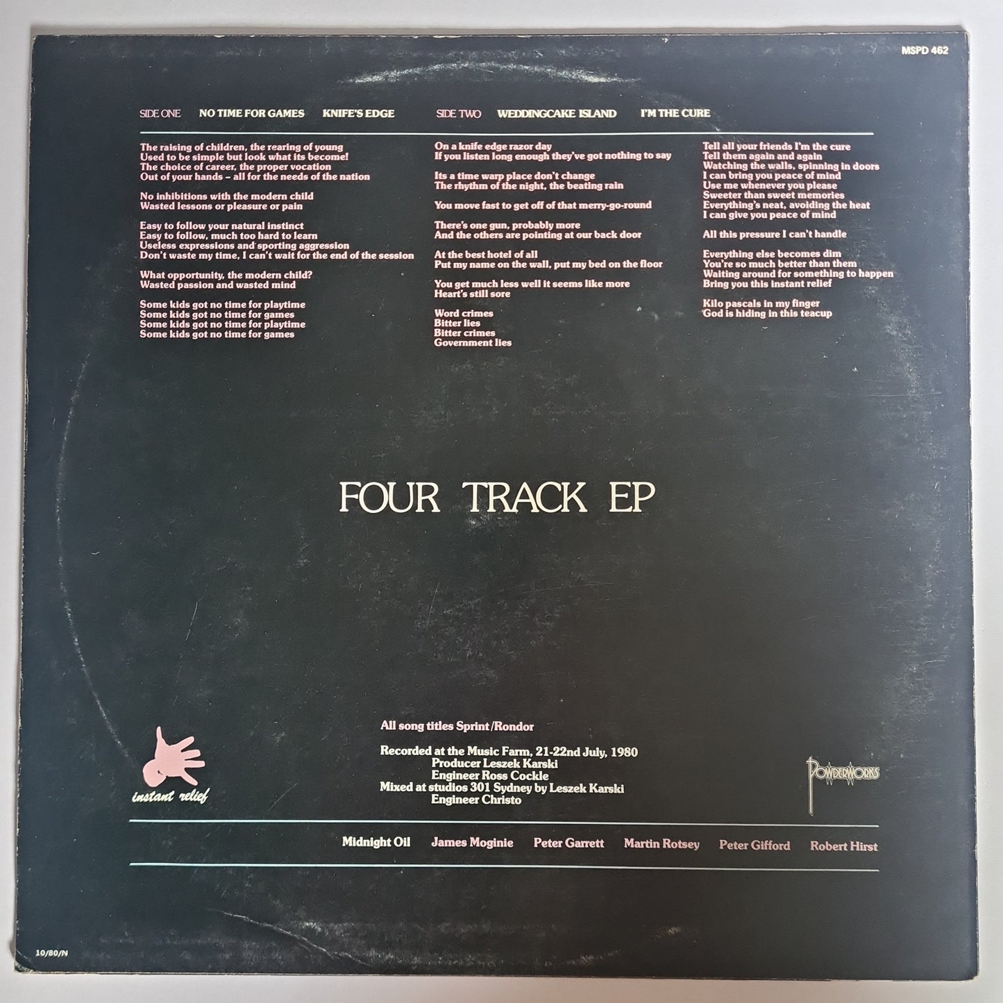 Midnight Oil – Bird Noises - 1980 EP Vinyl Record