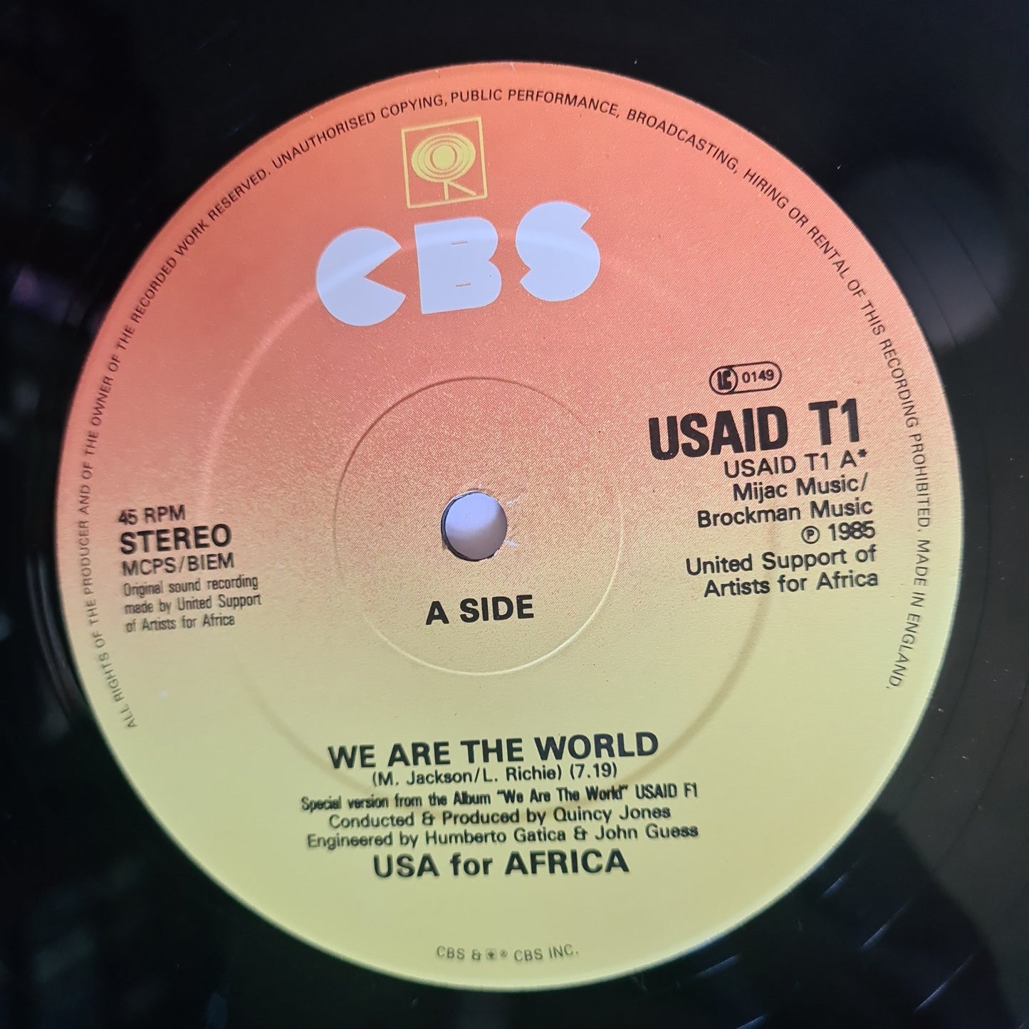 USA For Africa: Michael Jackson, Lionel Richie & Various – We Are The World (12 Inch Single) - 1985