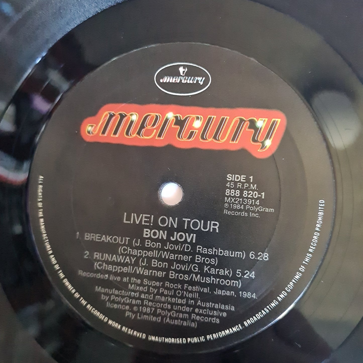 Bon Jovi – Live! On Tour - 1987 - Vinyl Record (4 Track EP)