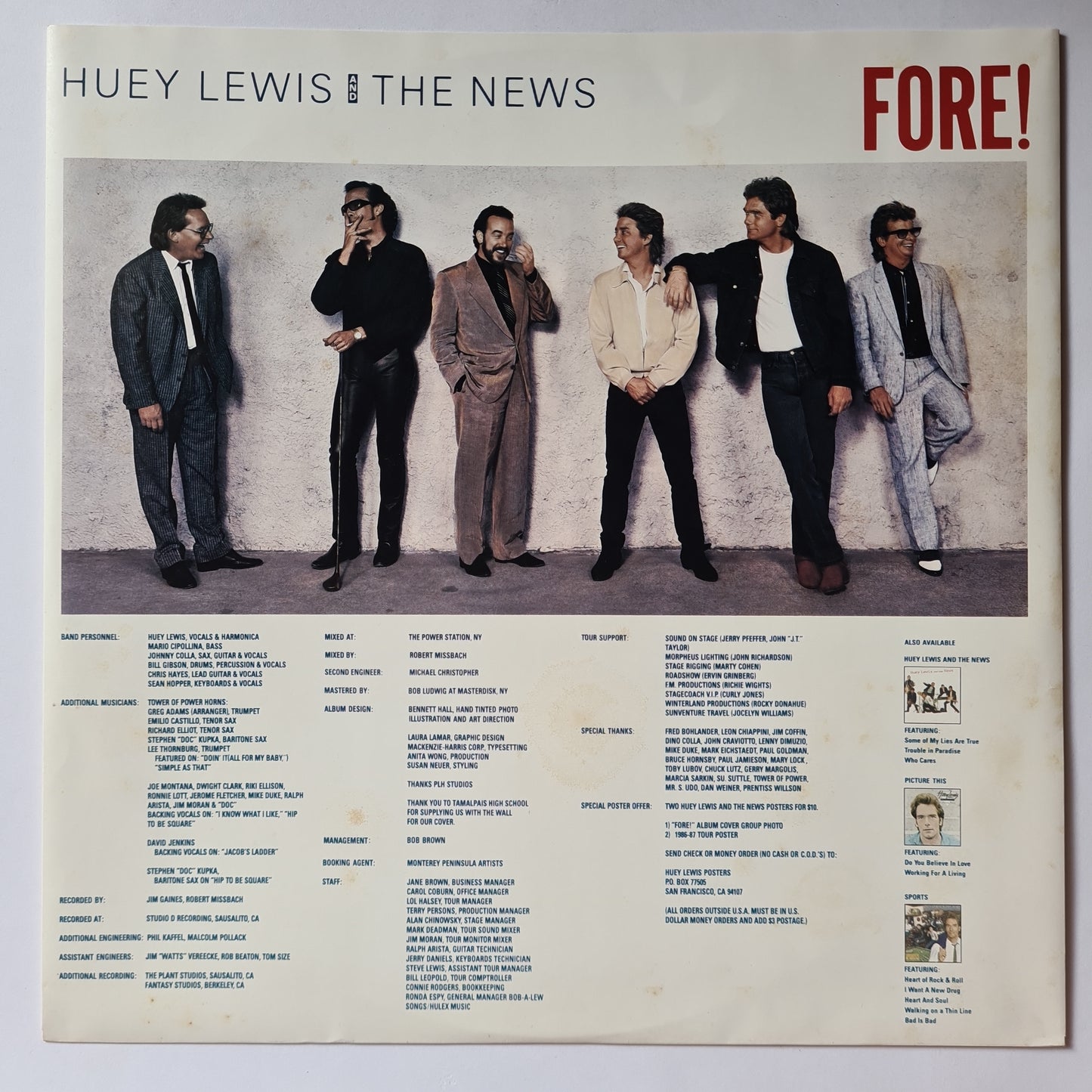 Huey Lewis & The News – Fore! - 1986 - Vinyl Record LP