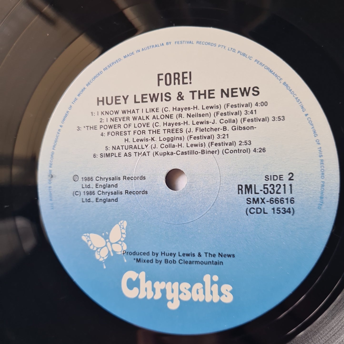 Huey Lewis & The News – Fore! - 1986 - Vinyl Record LP