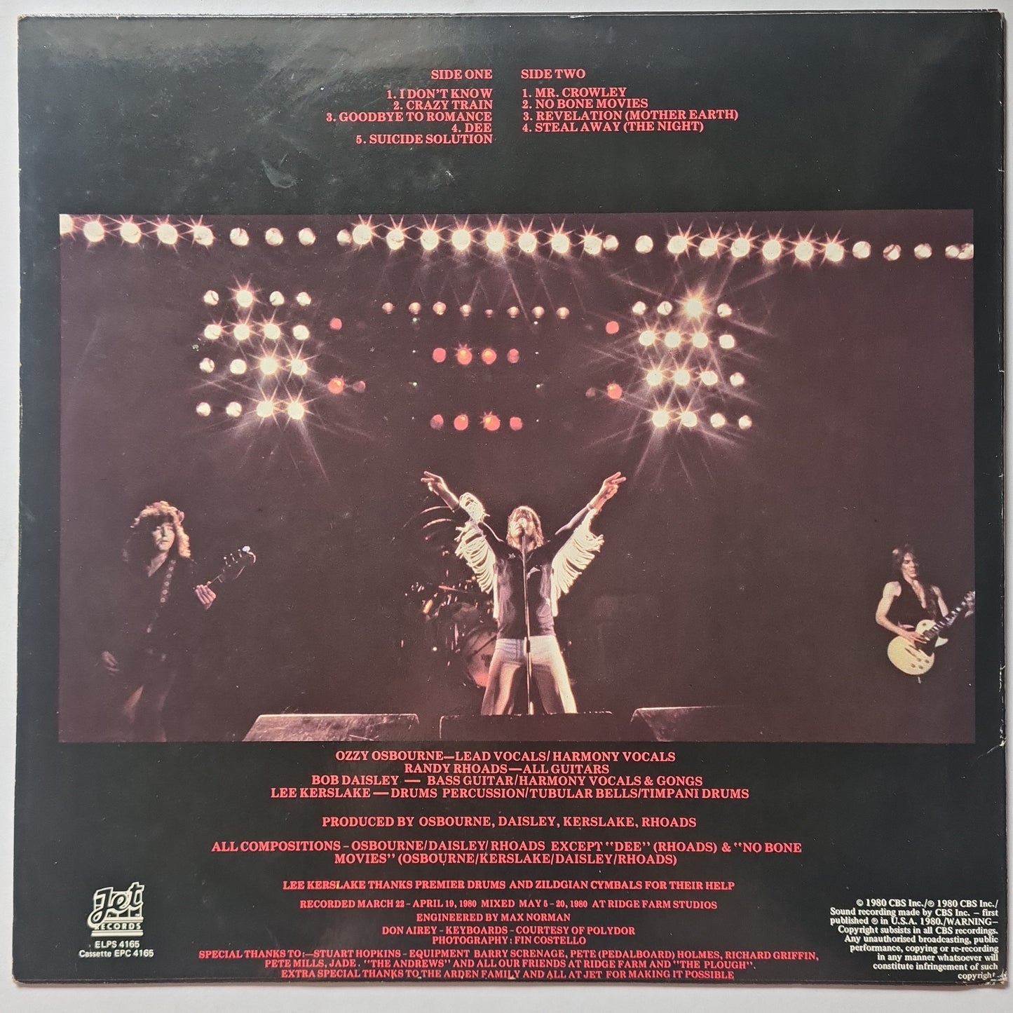 Ozzy Osbourne – Blizzard Of Ozz - 1981 - Australian Pressing - Vinyl Record