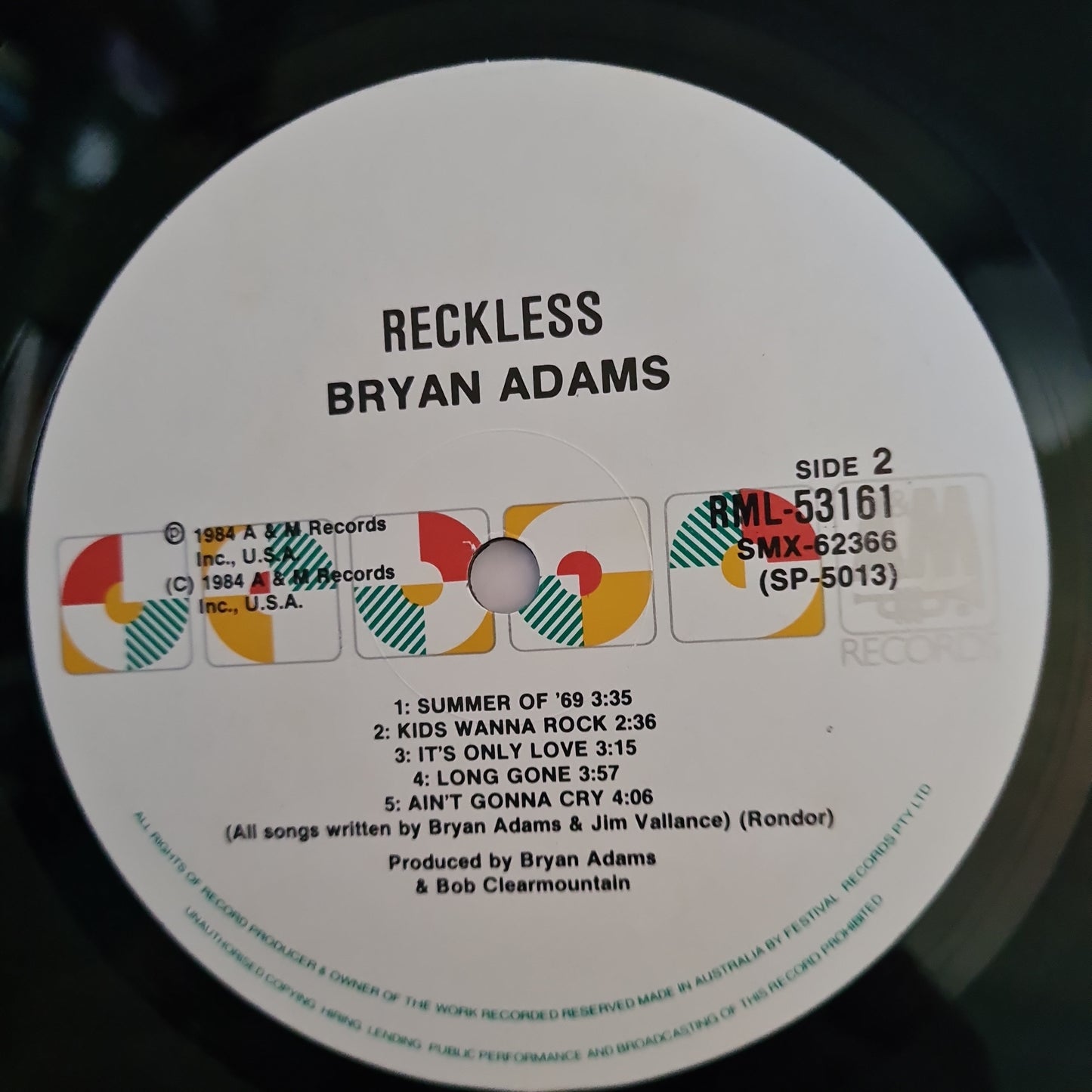 Bryan Adams – Reckless - 1984 - Vinyl Record