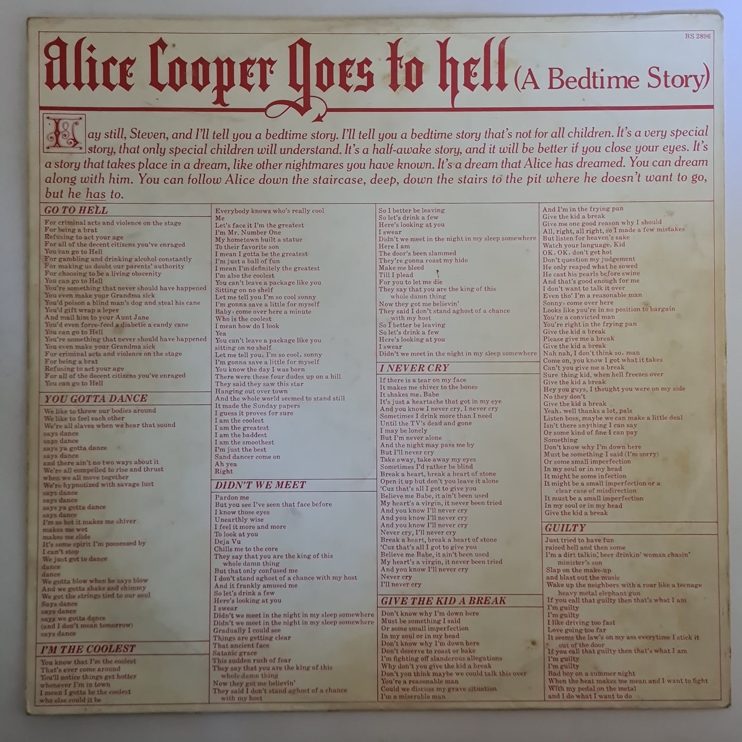 Alice Cooper – Goes To Hell - 1976 - Vinyl Record