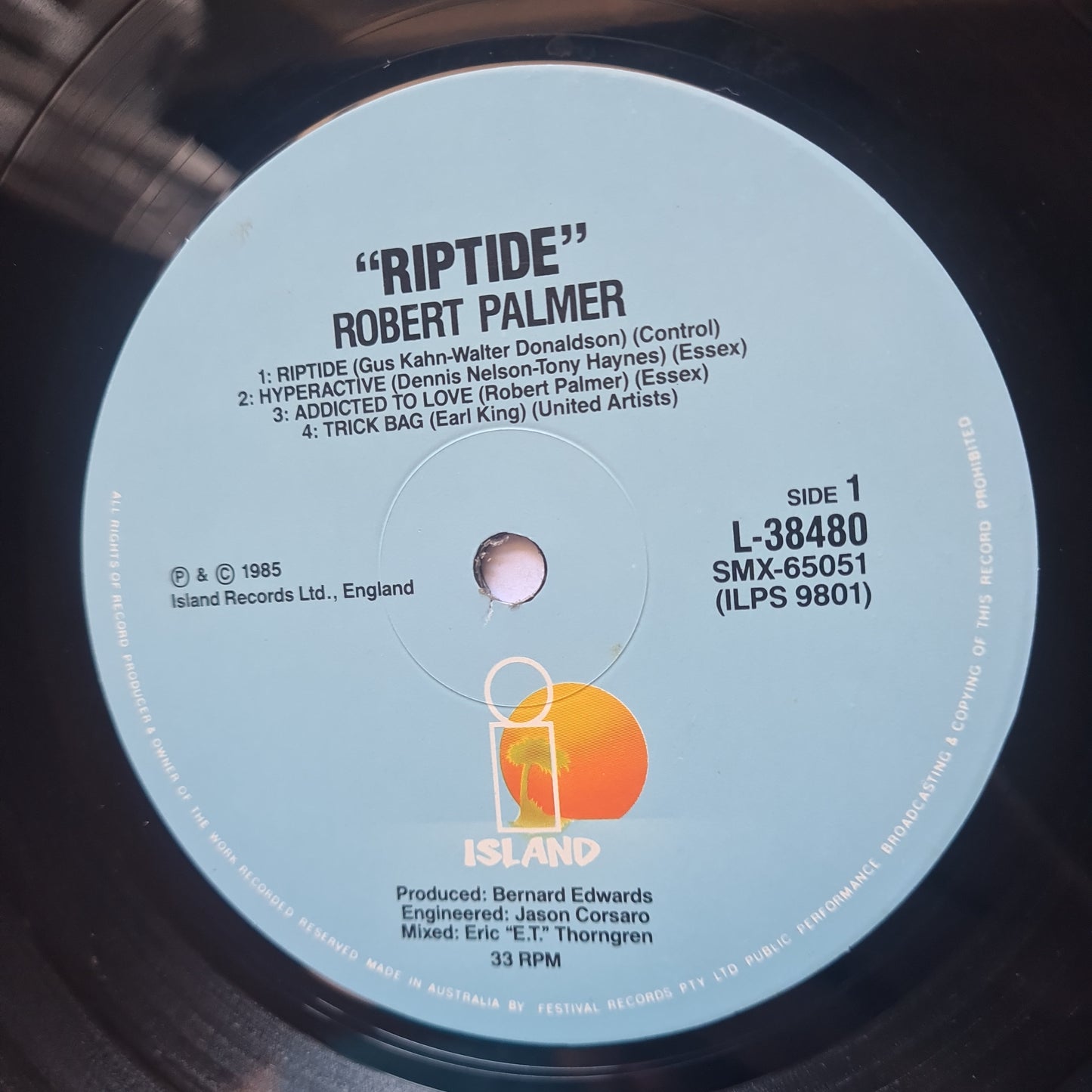 Robert Palmer – Riptide - 1986 - Vinyl Record