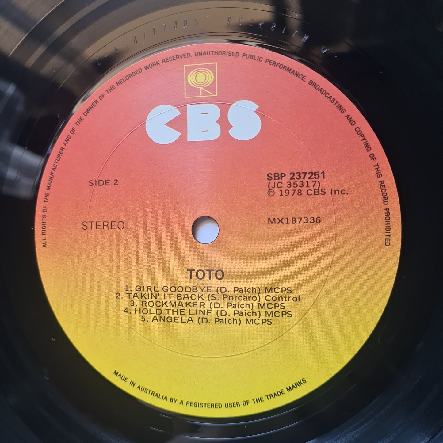 Toto – Toto - 1978 - Vinyl Record