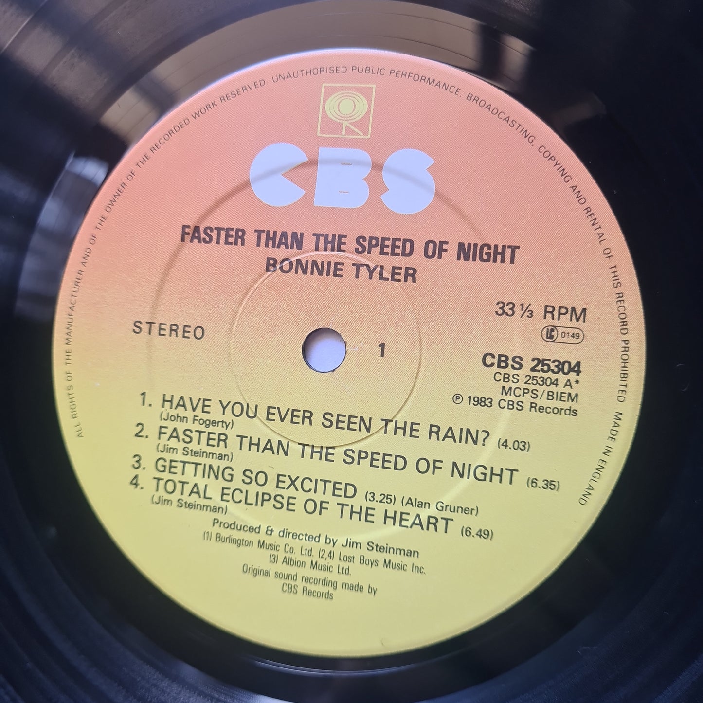 Bonnie Tyler – Faster Than The Speed Of Night - 1983 (UK Pressing) - Vinyl Record