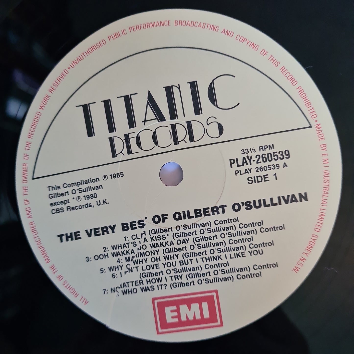 Gilbert O'Sullivan – The Very Best Of Gilbert O'Sullivan - 1985 - Vinyl Record