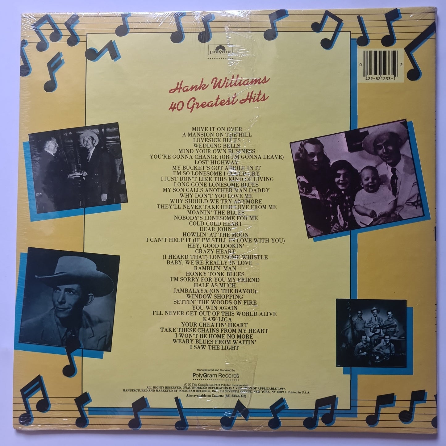 Hank Williams – 40 Greatest Hits - 1978 (Sealed 2LP gatefold) - Vinyl Record