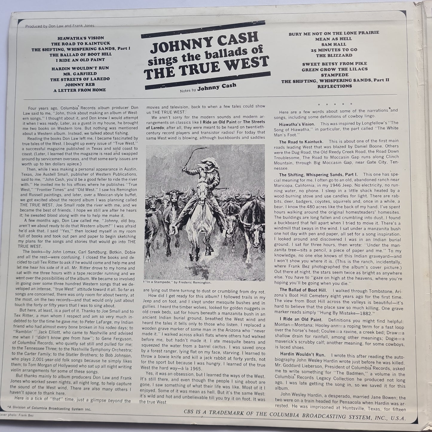 Johnny Cash – Johnny Cash Sings The Ballads Of The True West - 1965 - Vinyl Record (2LP Gatefold)