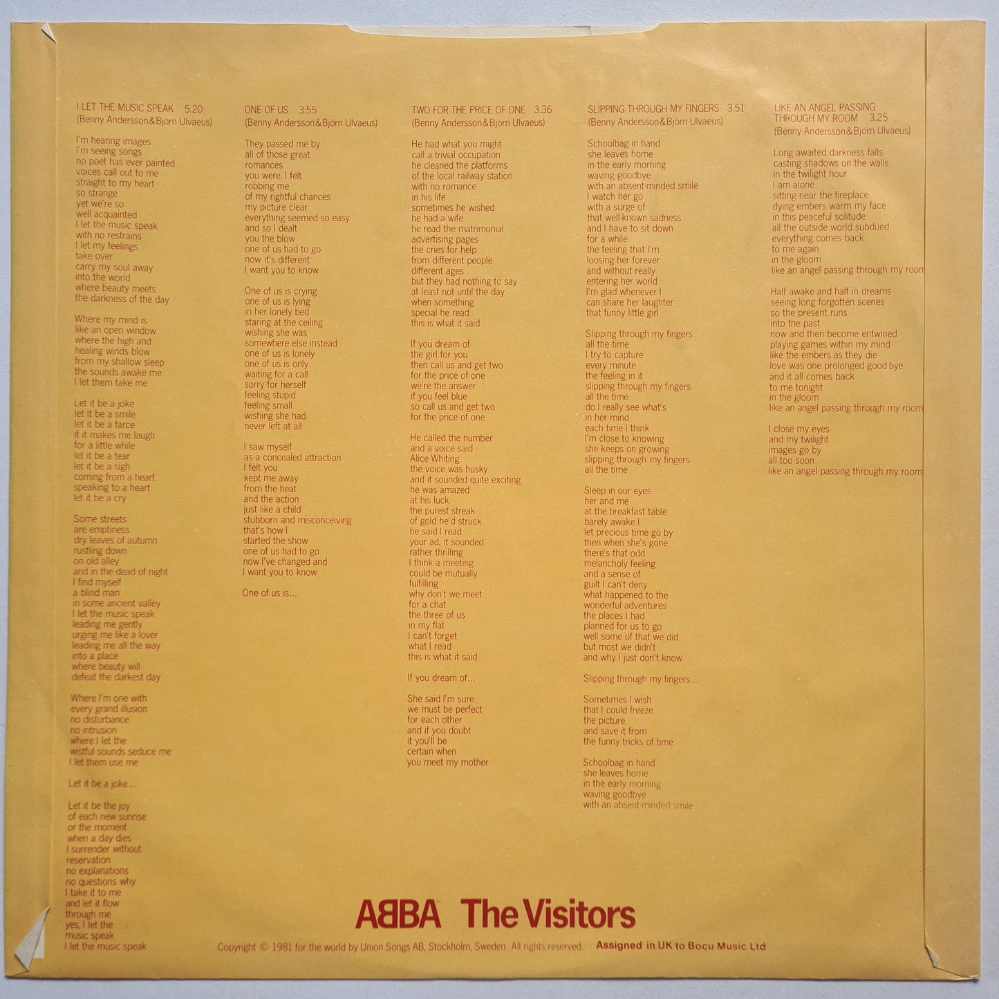 ABBA – The Visitors - 1981 - Vinyl Record