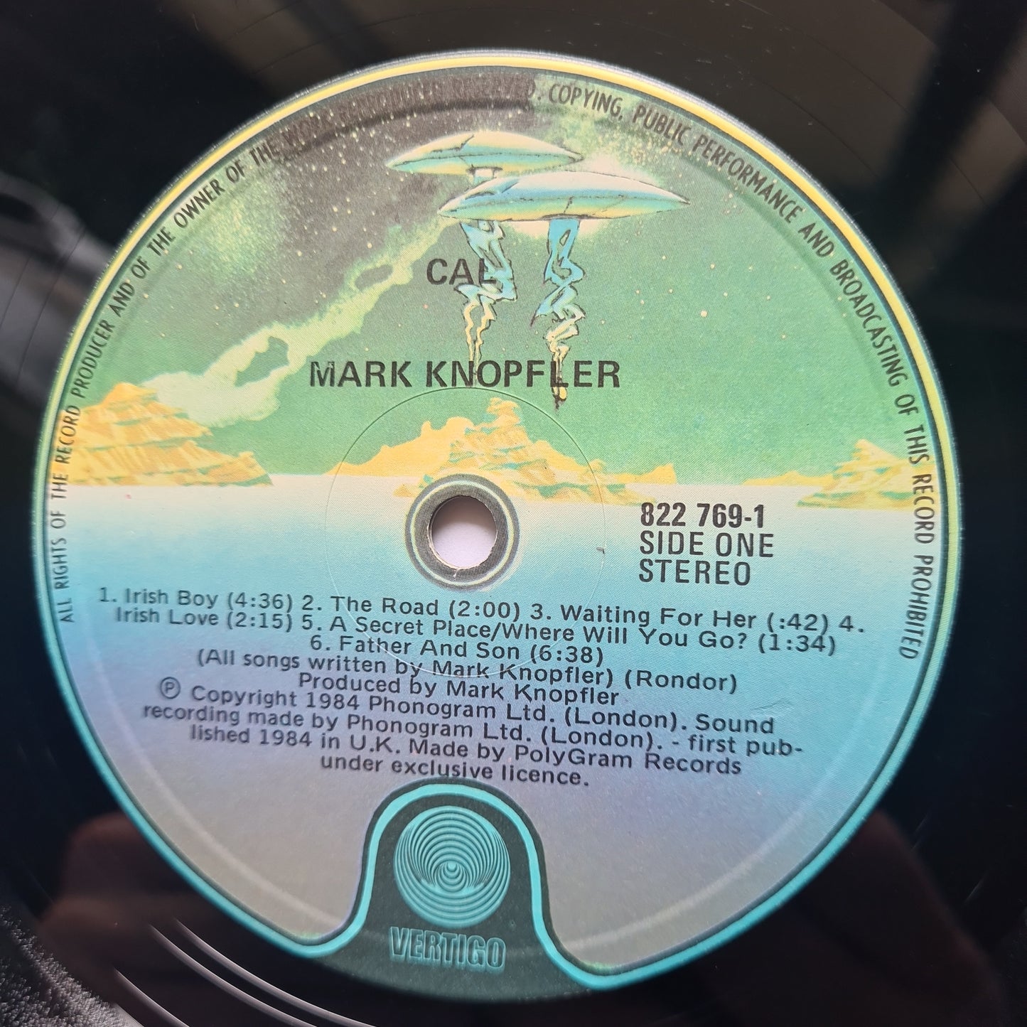 Mark Knopfler (Dire Straits) – Music By Mark Knopfler From The Film Cal (Soundtrack) - 1984 - Vinyl Record (Copy)