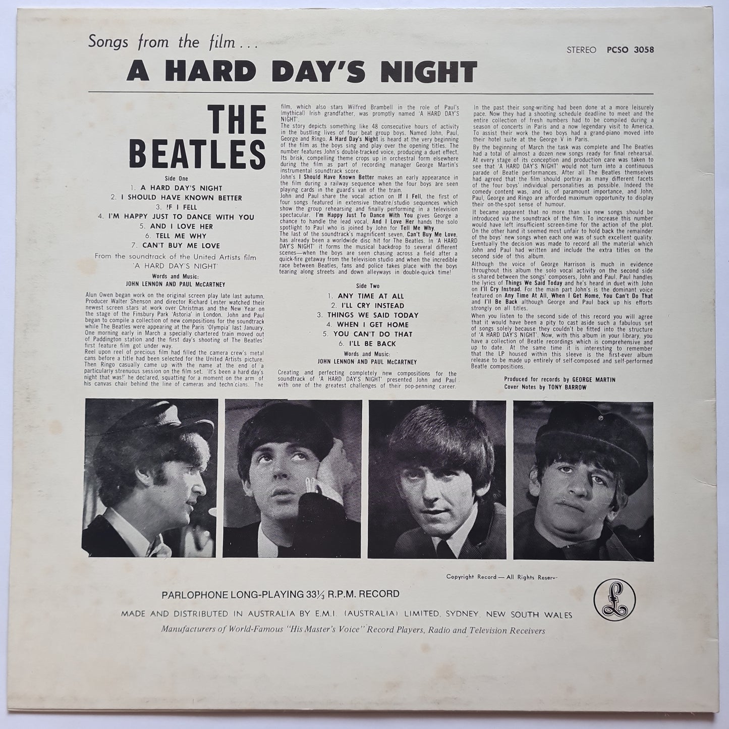 The Beatles – A Hard Days Night - 1964 (1980 Australian Pressing) - Vinyl Record