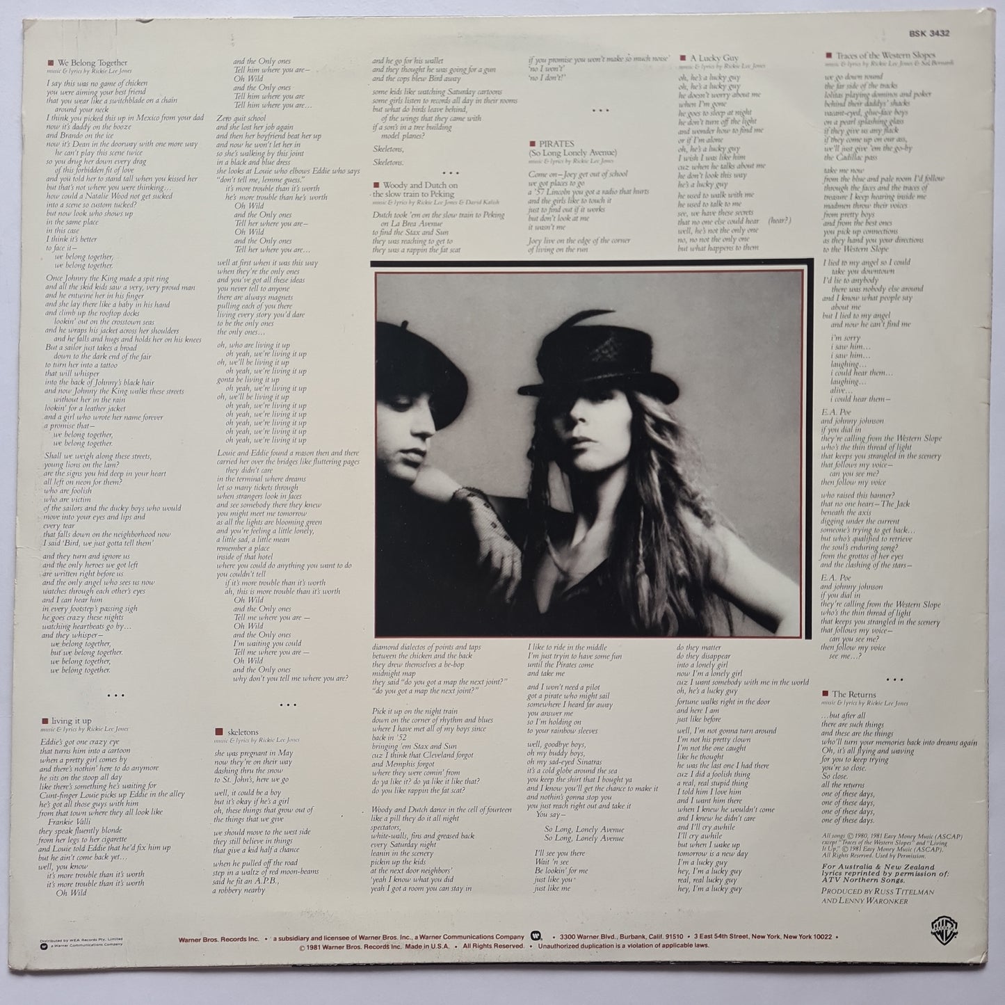 Rickie Lee Jones – Pirates - 1981 - Vinyl Record