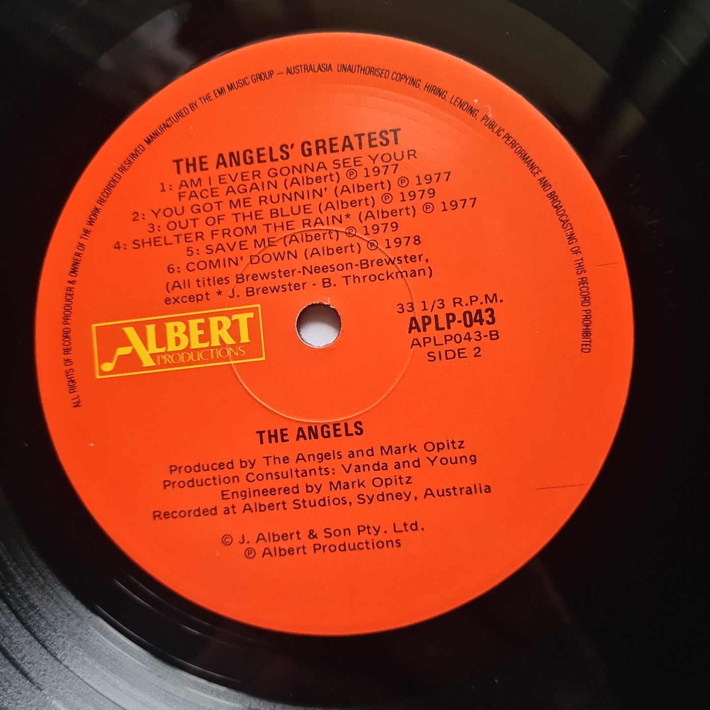 The Angels – The Angels Greatest - 1980 (1987 Red Label- Near Mint looks unplayed) - Vinyl Record