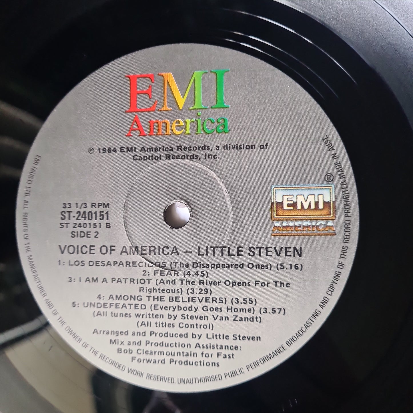 Little Steven – Voice Of America - 1984 - Vinyl Record (Springsteen) (Copy)