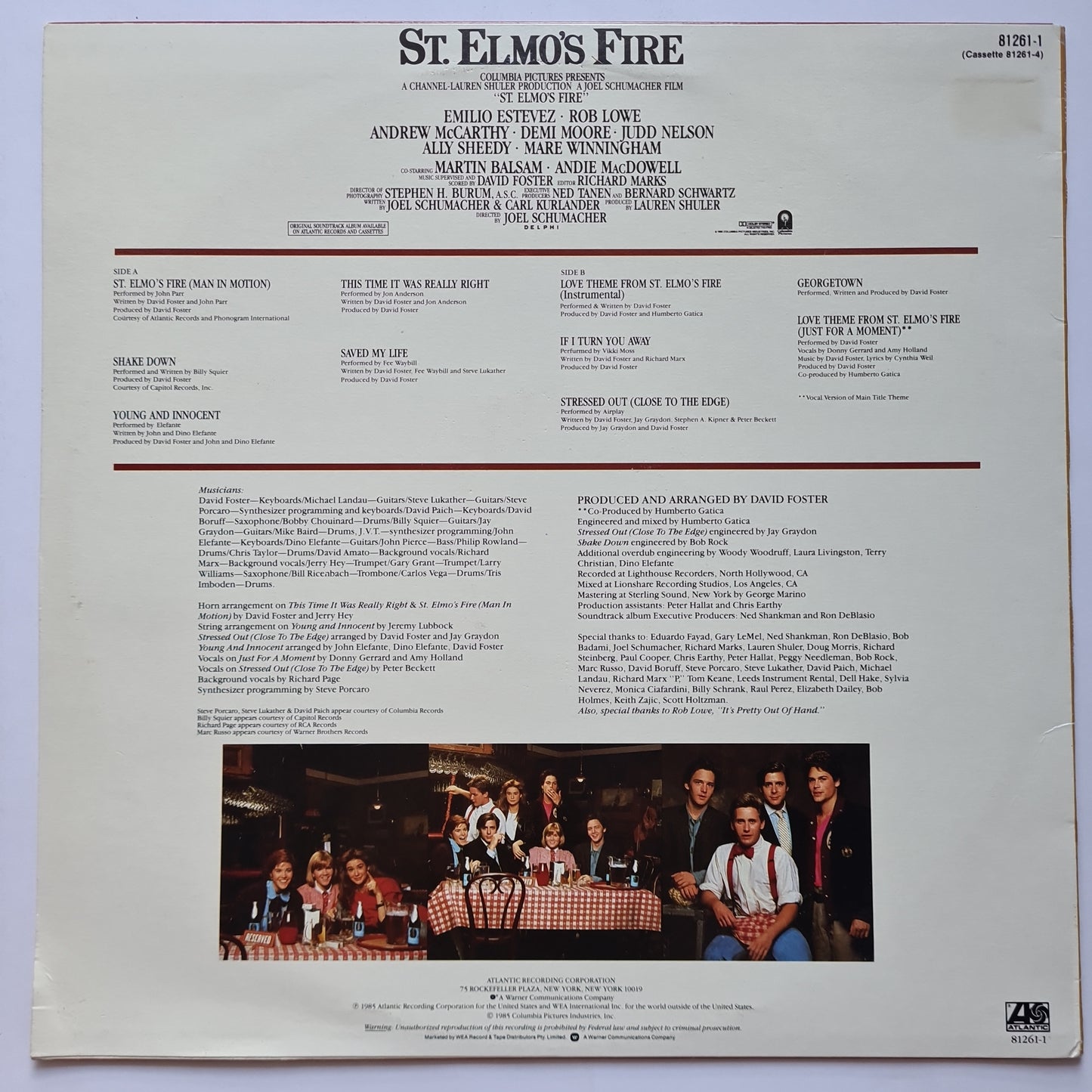 St. Elmo's Fire – The Original Movie Soundtrack - 1985 - Vinyl Record