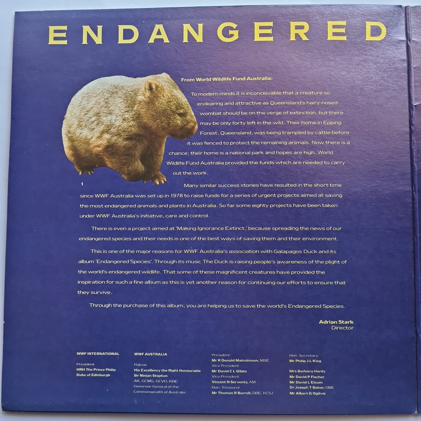 Galapagos Duck – Endangered Species - 1985 - Vinyl Record (Gatefold)