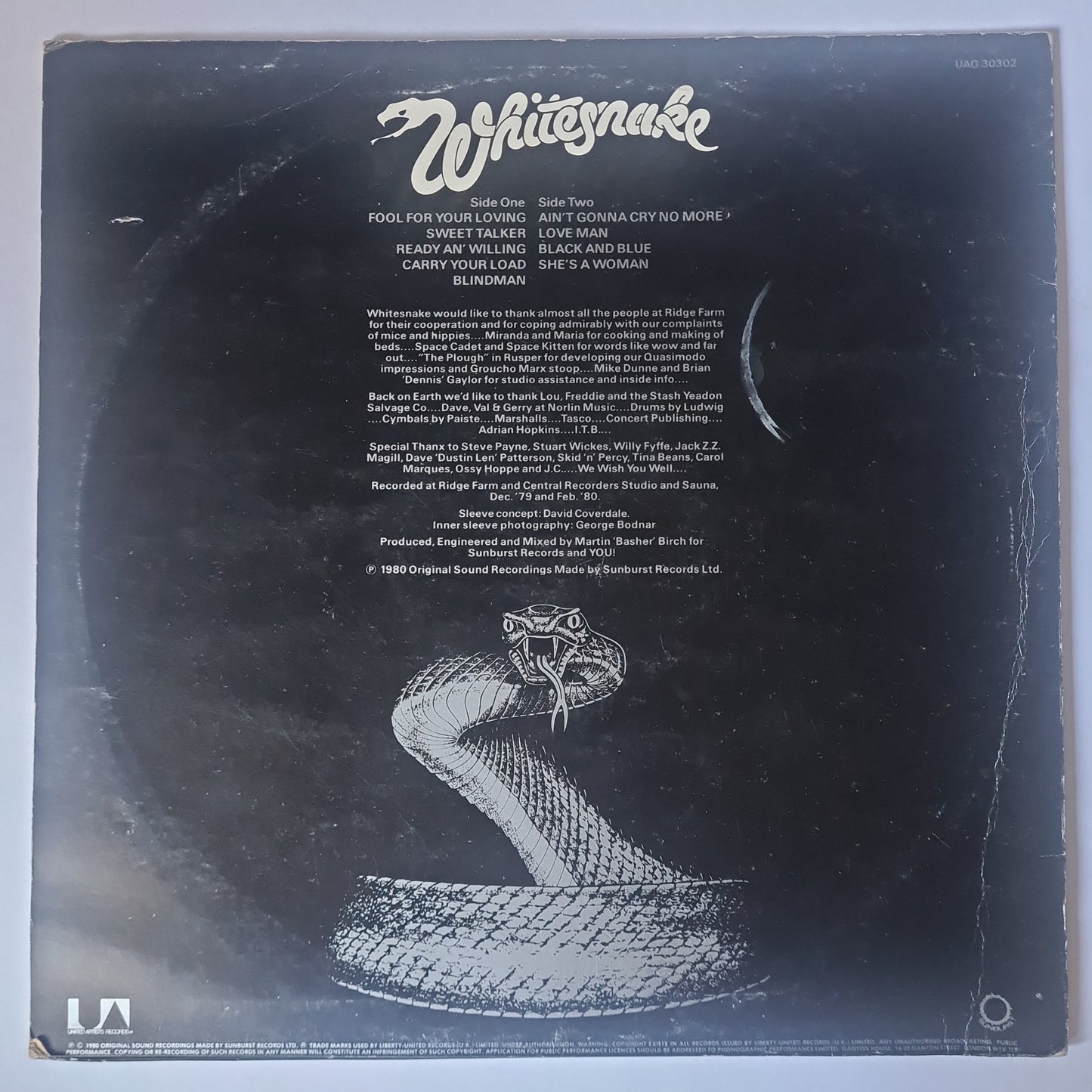 Whitesnake – Ready An' Willing - 1980 - Vinyl Record