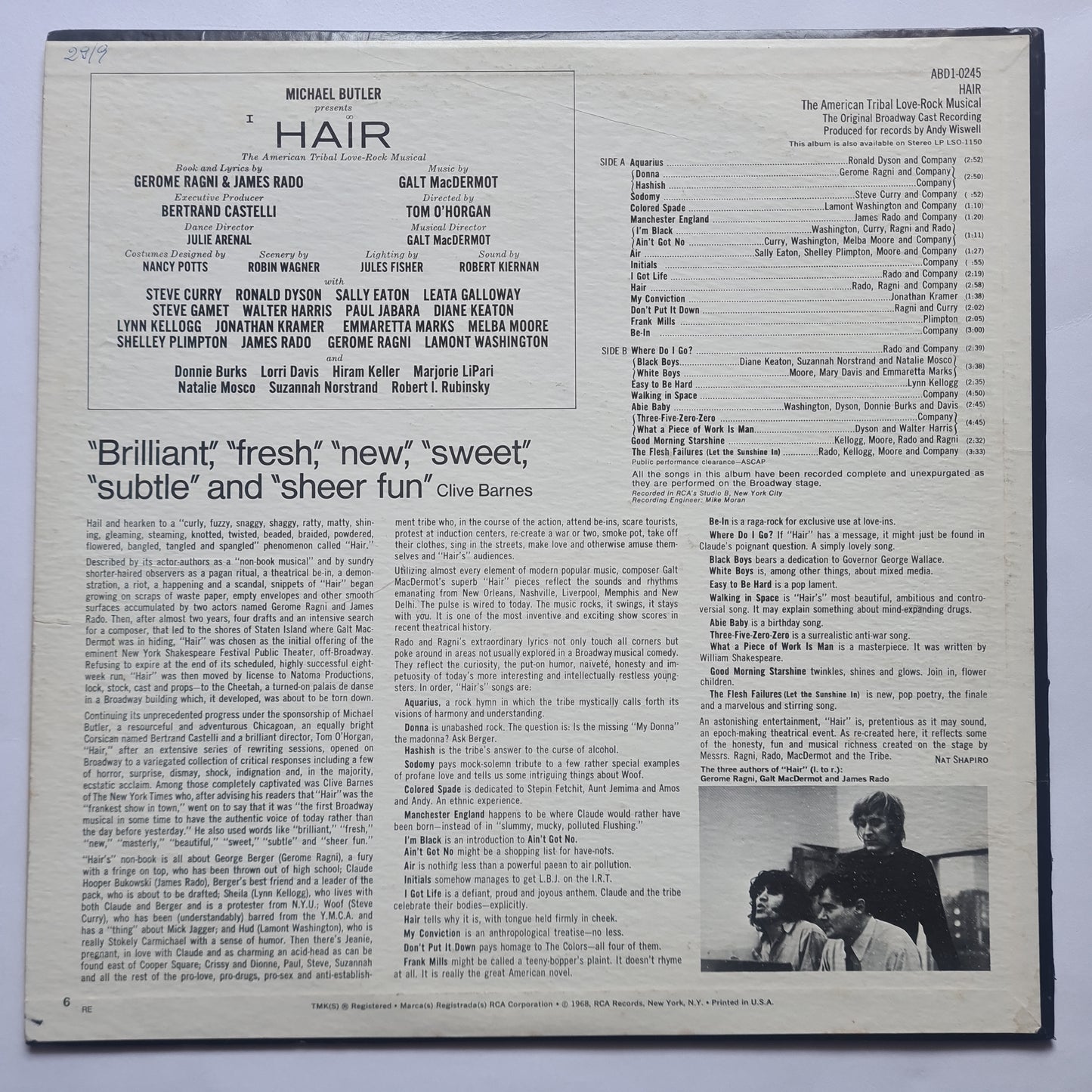 Various – Hair (The American Tribal Love-Rock Musical) - 1973 Quadraphonic - Vinyl Record