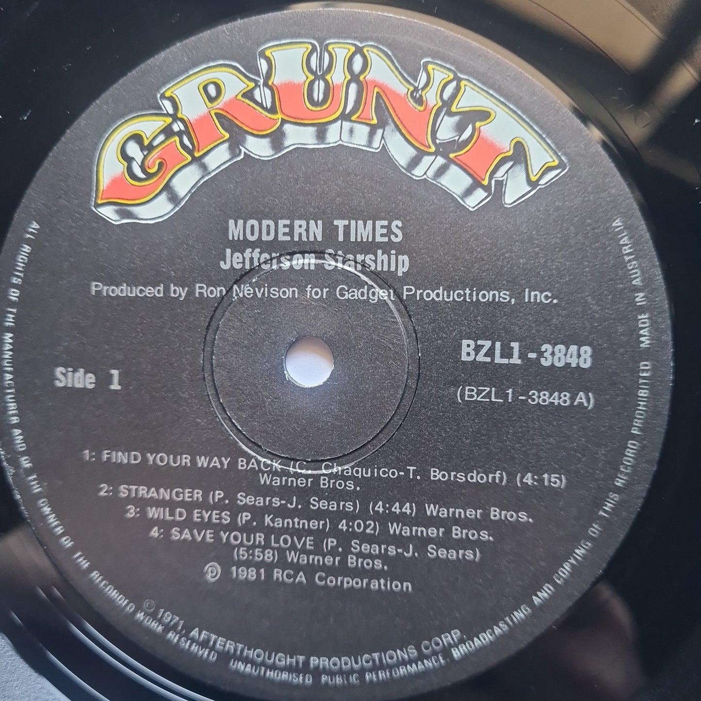 Jefferson Starship – Modern Times - 1981 - Vinyl Record