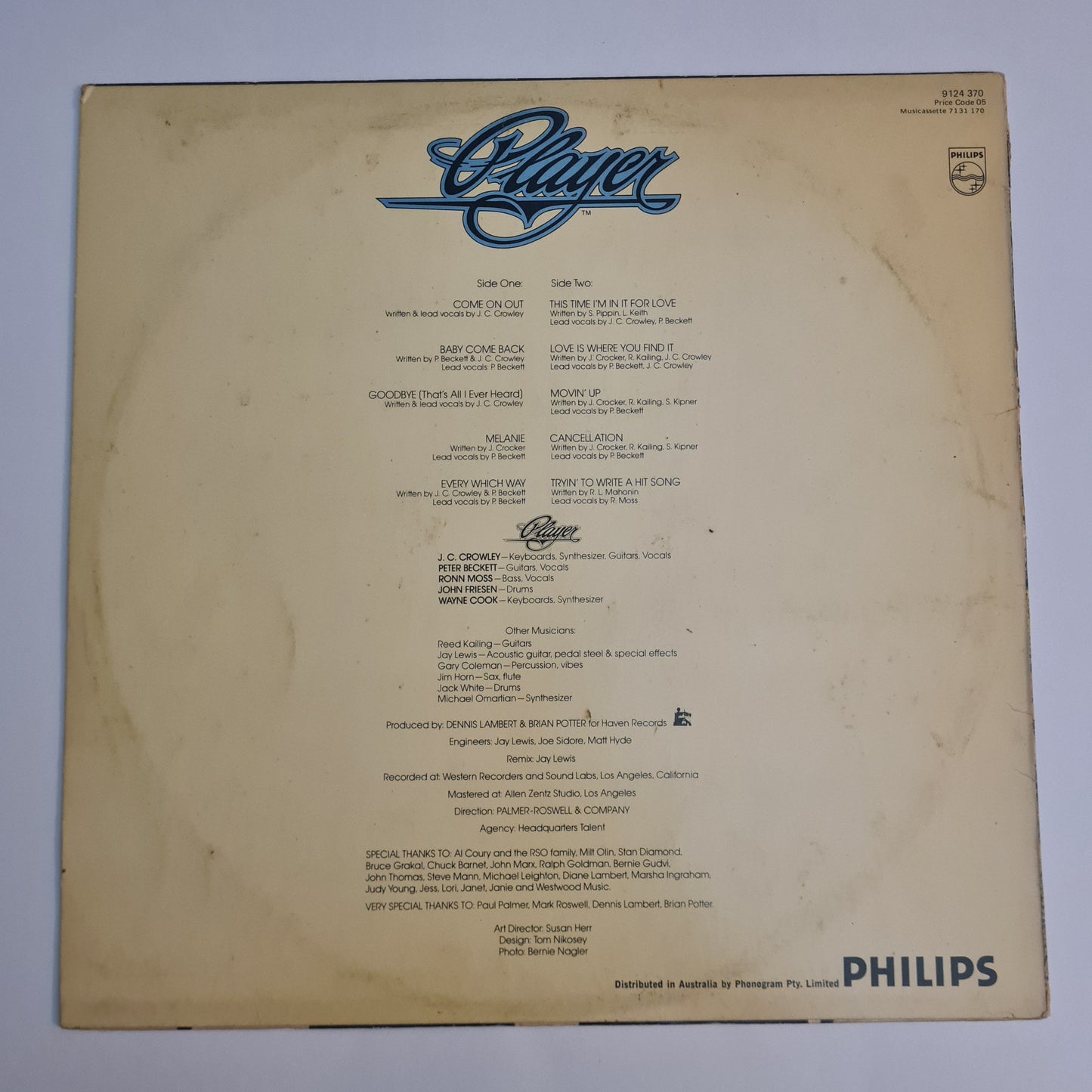 Player - Player - 1977 - Vinyl Record
