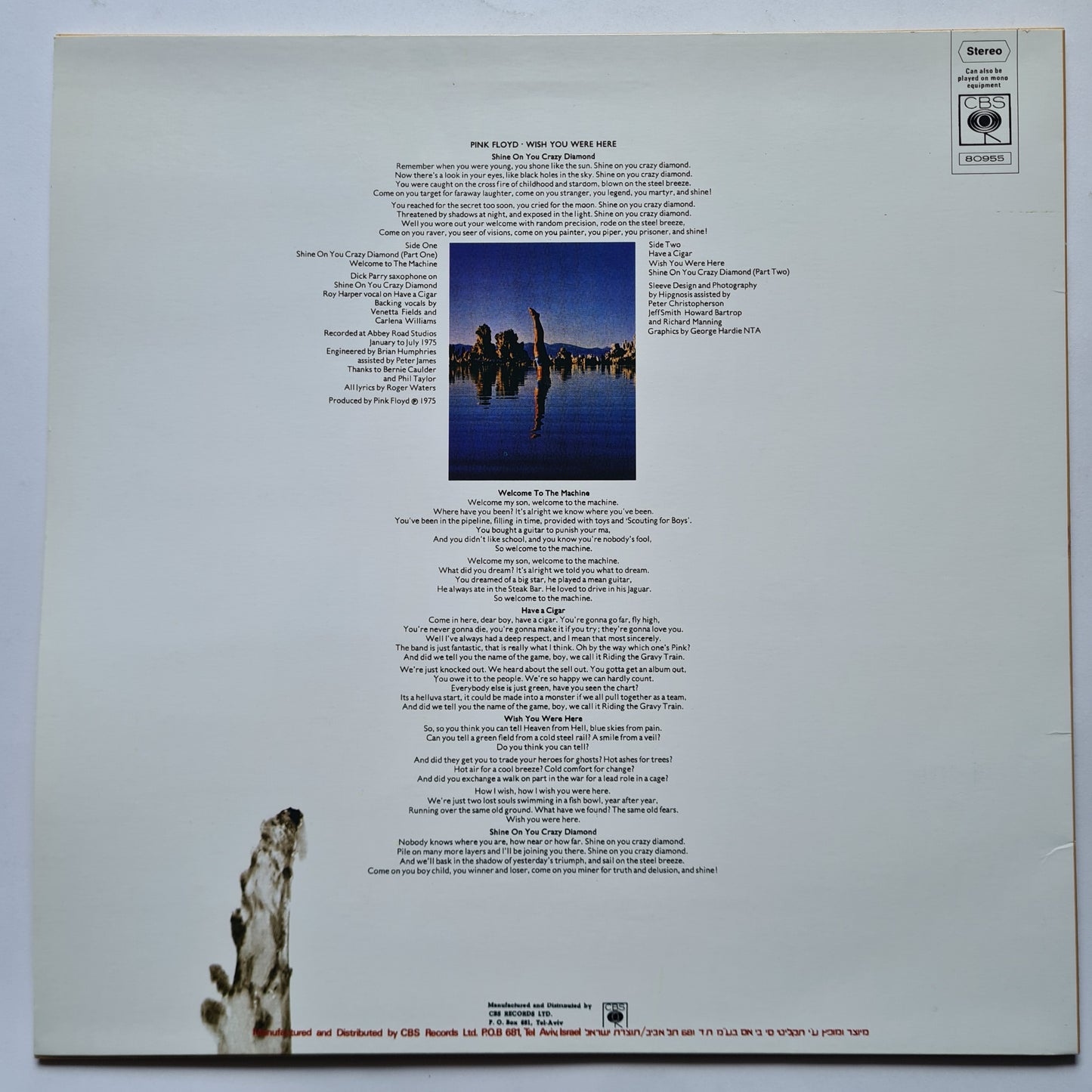 Pink Floyd – Wish You Were Here - 1975 - Unofficial Red Vinyl Israel Pressing - Vinyl Record