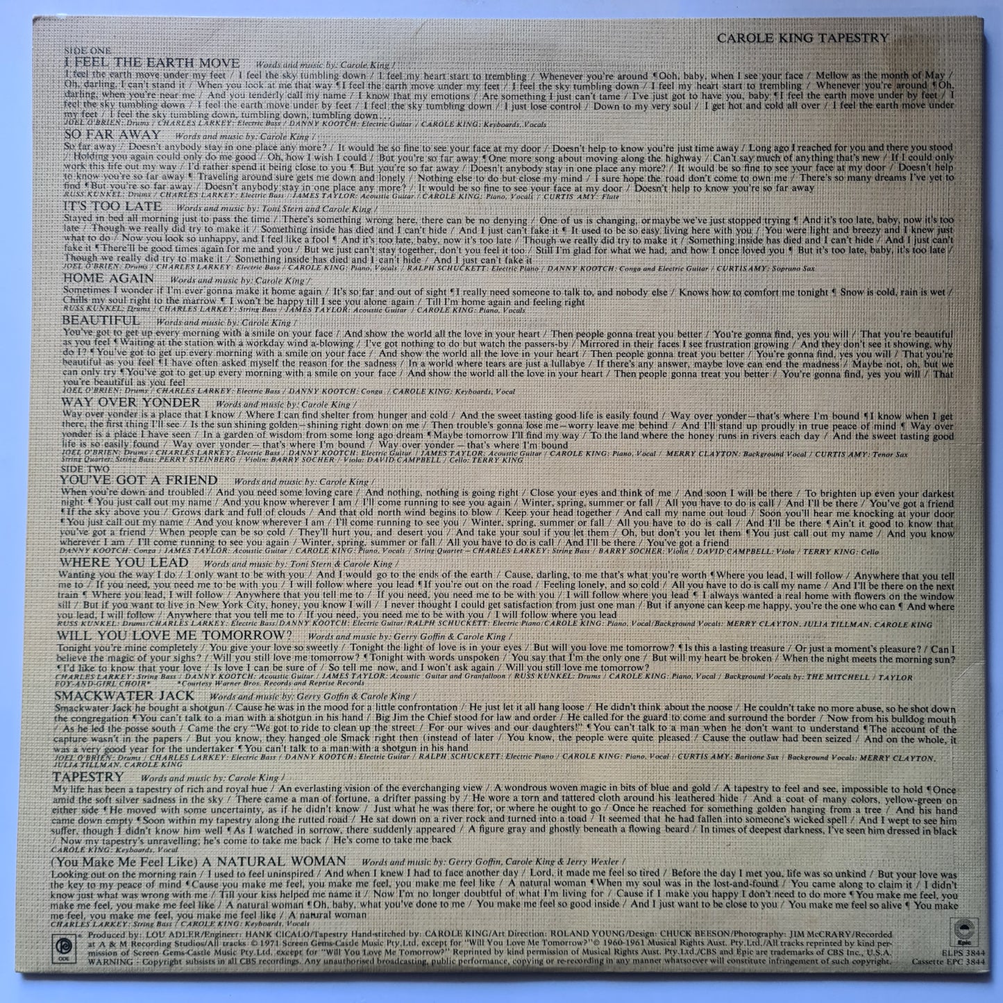 Carole King – Tapestry - 1971 (Gatefold) - Vinyl Record