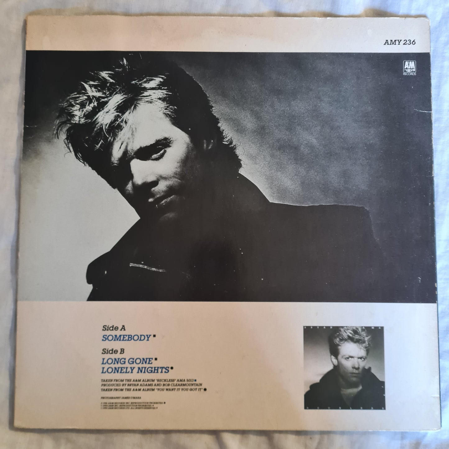 Bryan Adams – Somebody - 1984 (12inch Single with UK Tour Poster) - Vinyl Record