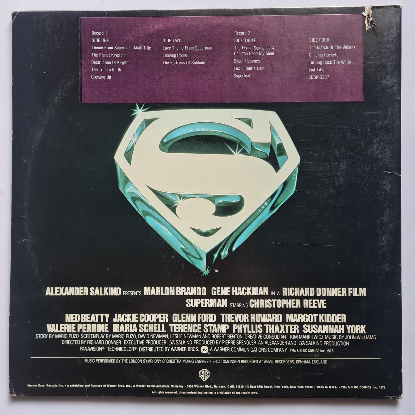 John Williams – Superman The Movie (Original Sound Track) - 1978 USA Pressing 2LP - Vinyl Record LP