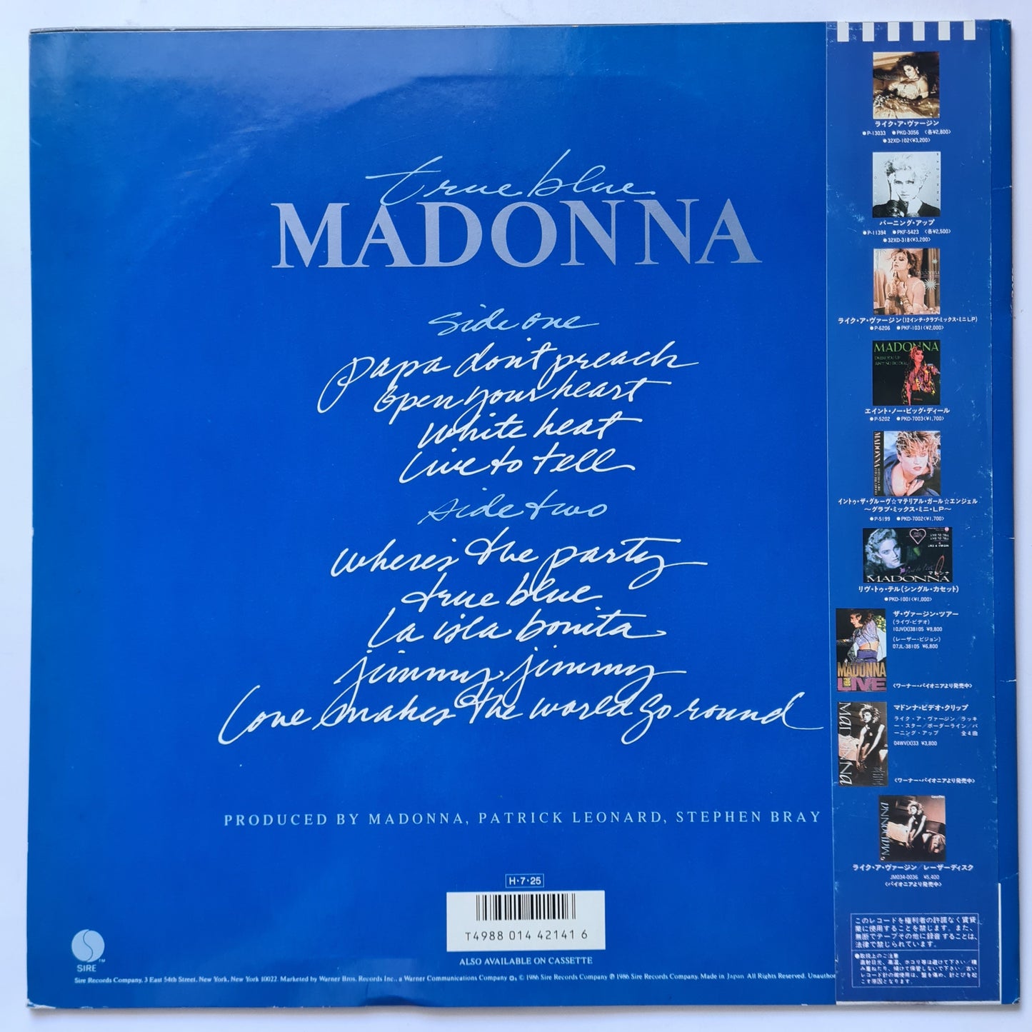 Madonna – True Blue- 1986 Japanese Pressing - Vinyl Record LP